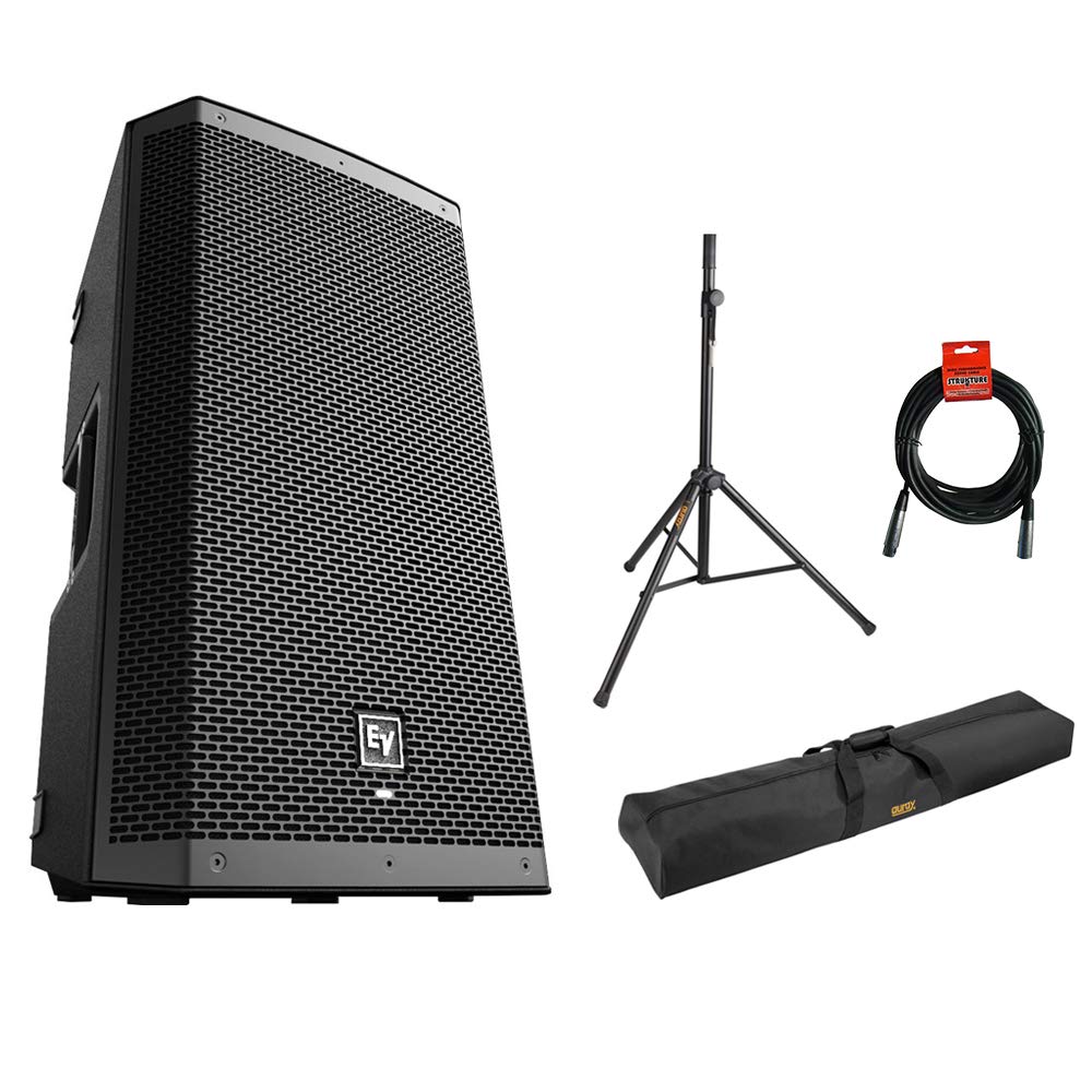 Electro-Voice ZLX-12BT 12 2-Way 1000W Bluetooth Powered Loudspeaker (Black) with Steel Speaker Stand, Stand Bag 51& XLR Cable Bu