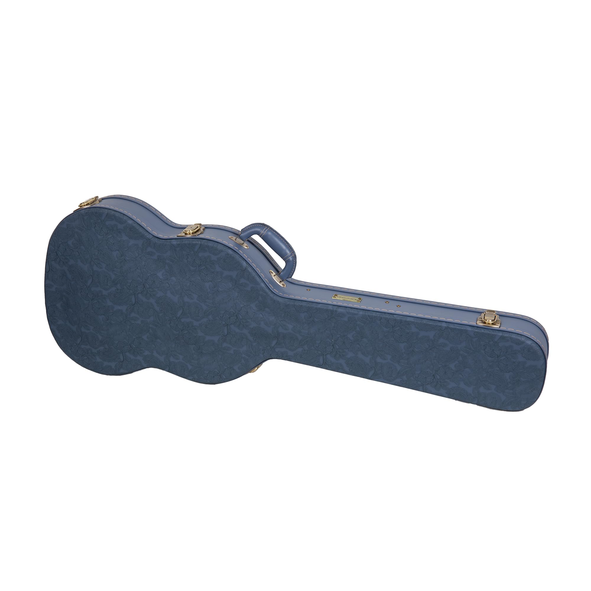 Crossrock Relief Series SG Guitar Case for Gibson SG Style Electric Guitars | Carved Smoke Blue Finish, Monochrome Blue Velvet I
