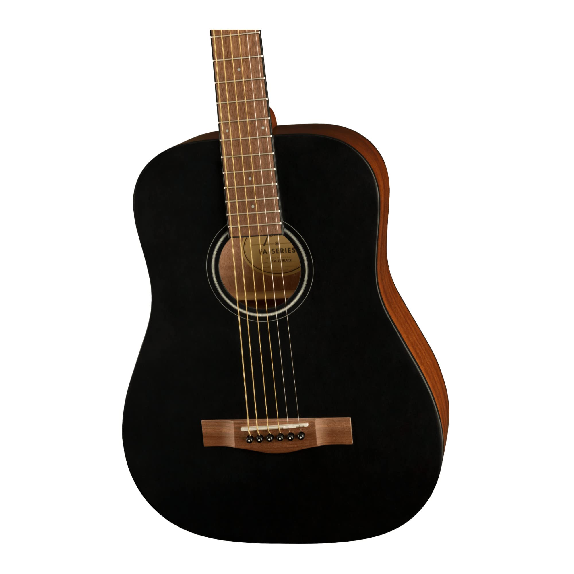 Fender FA-15 3/4 Scale Steel String Acoustic Guitar, with 2-Year Warranty, Black, with Gig Bag