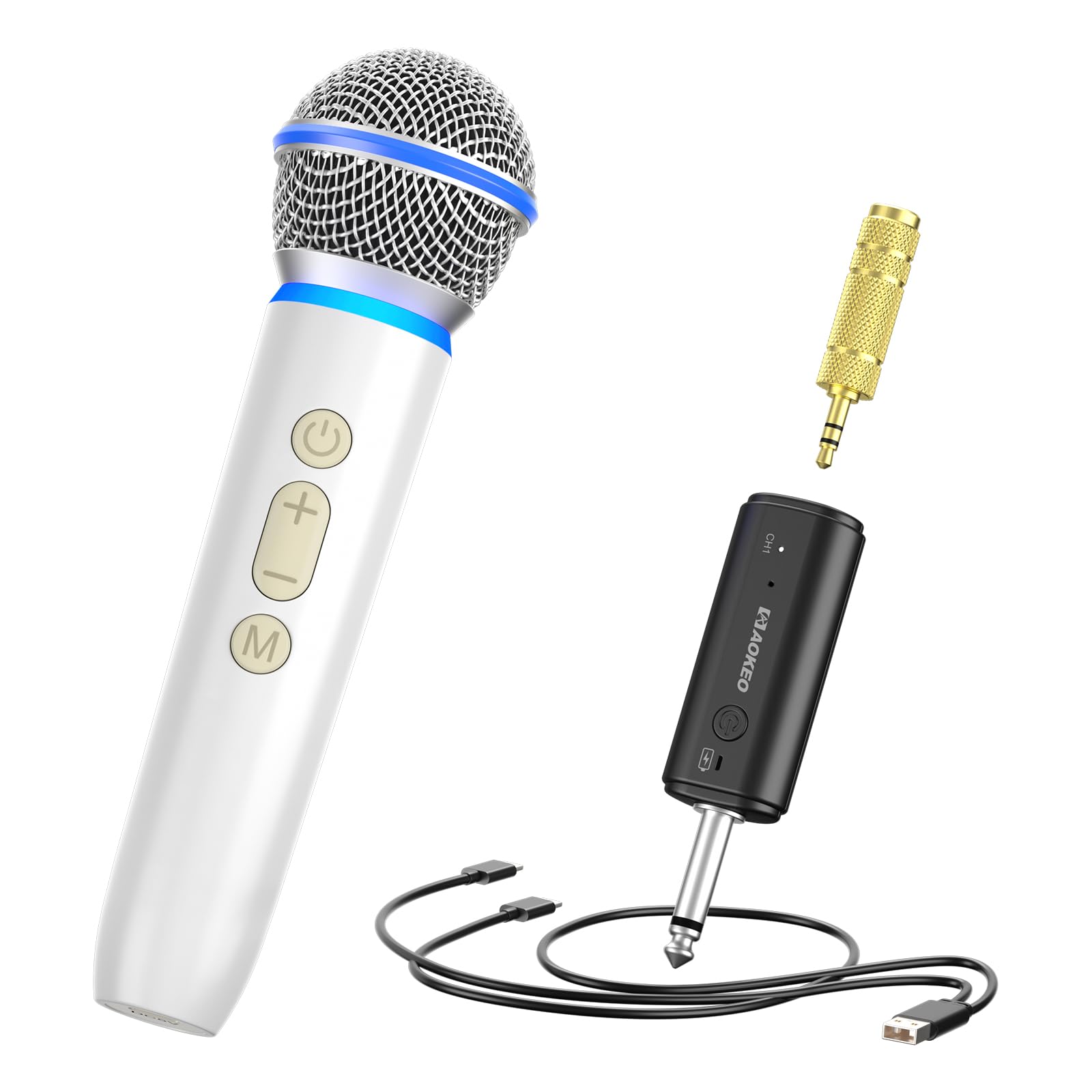 Aokeo Wireless Microphone With Rechargeable Receiver,Uhf Dynamic Handheld Karaoke Mic,100Ft Range, For Amplifier Speaker, Mixer,