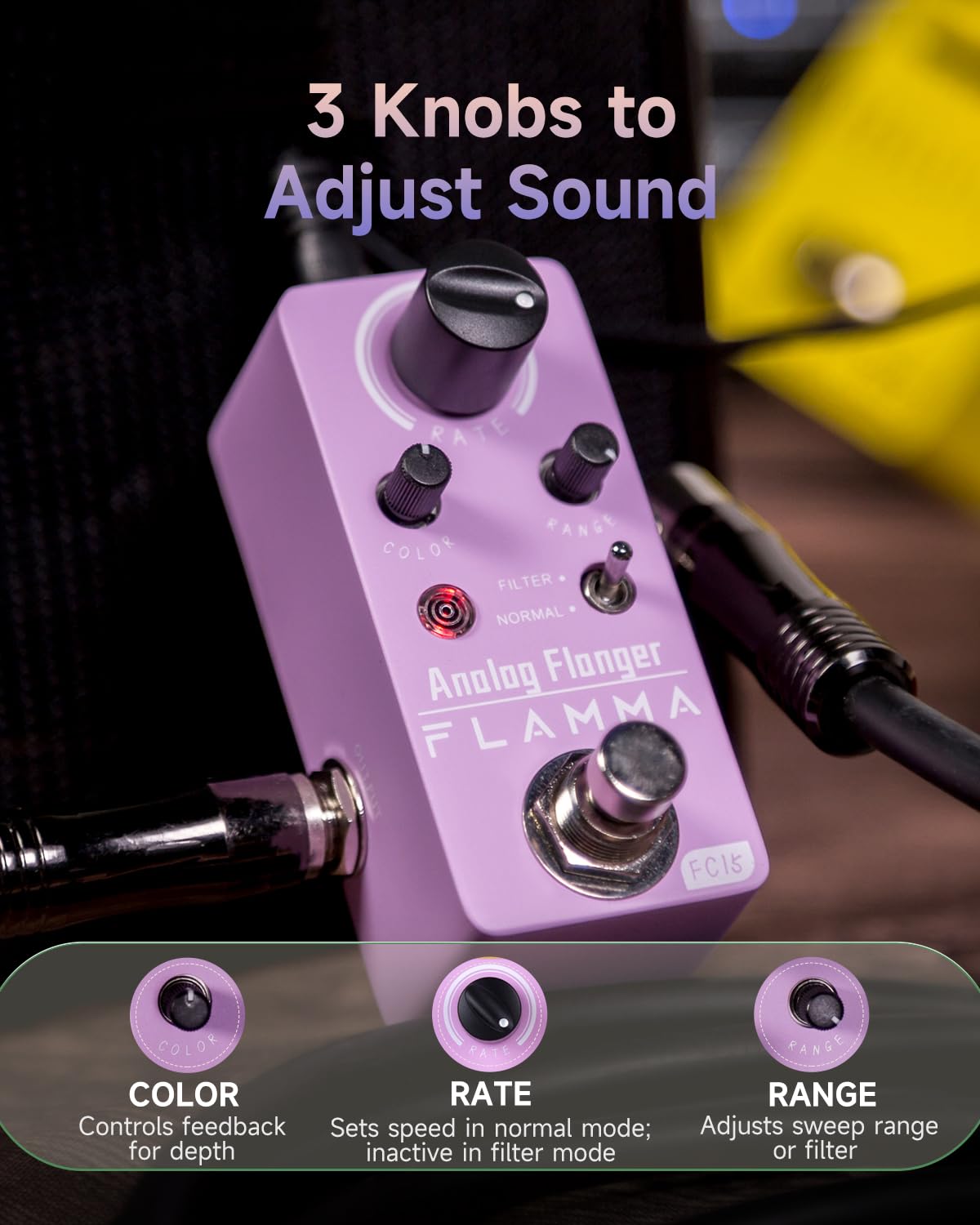 FLAMMA Flanger Pedal FC15 Analog Guitar Effects Pedal True Bypass Mini Portable Durable Metal Shell