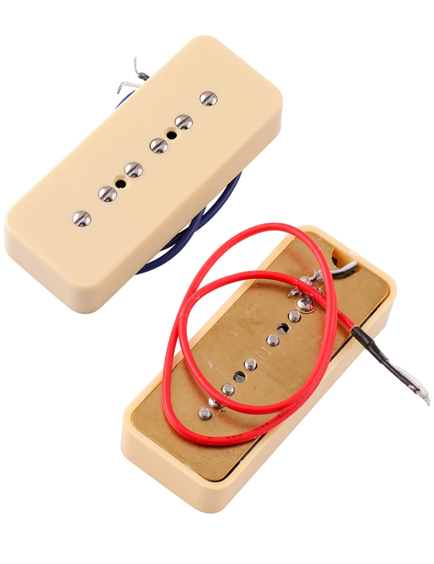 Metallor P90 Soapbar Pickup Bridge and Neck Single Coil Pickups Set for Electric Guitar Parts Replacement Cream.