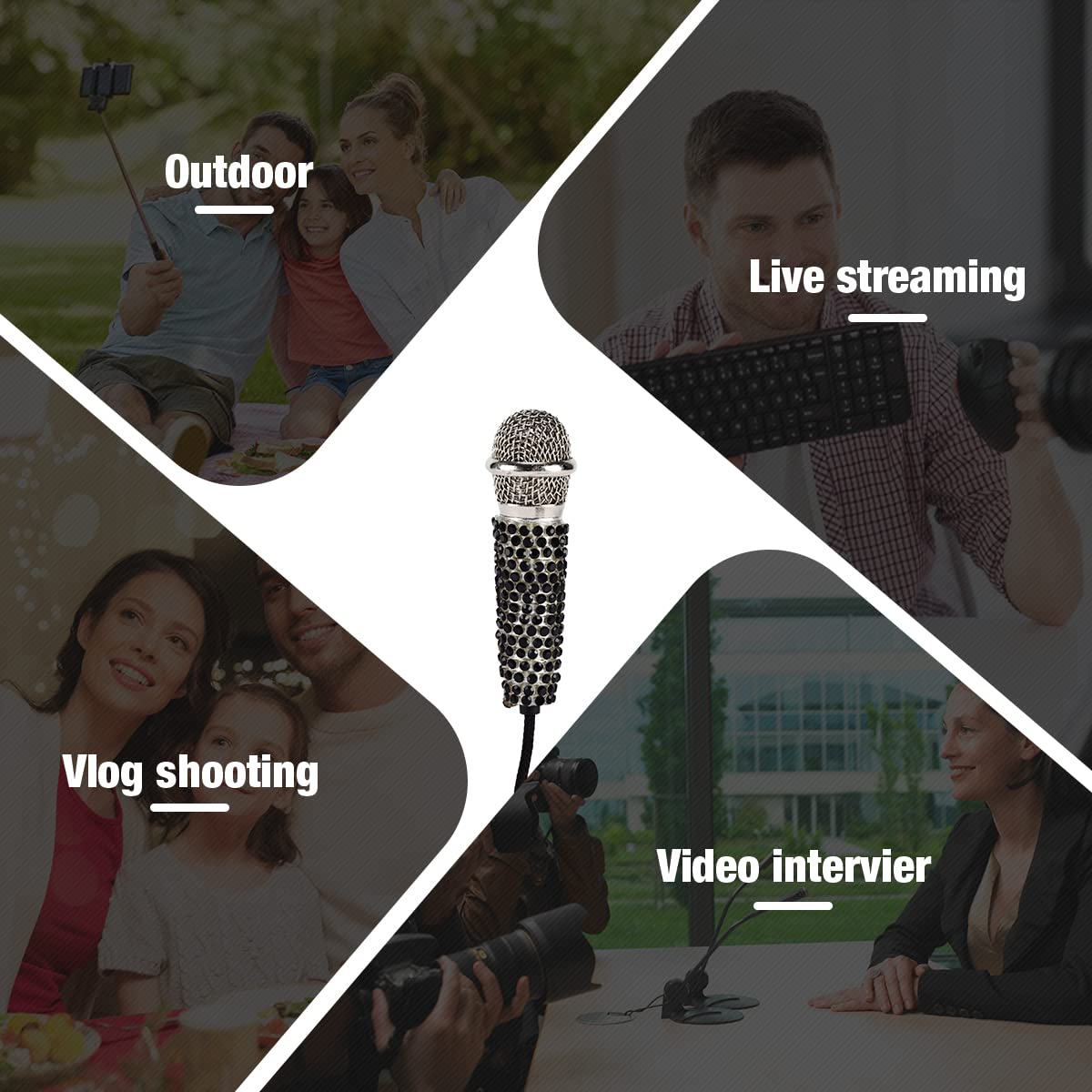 DELADOLA Mini Microphone,Portable Vocal Tiny Microphone, Asmr Microphone,Phone Microphone, Mini Karaoke Microphone for Voice Rec