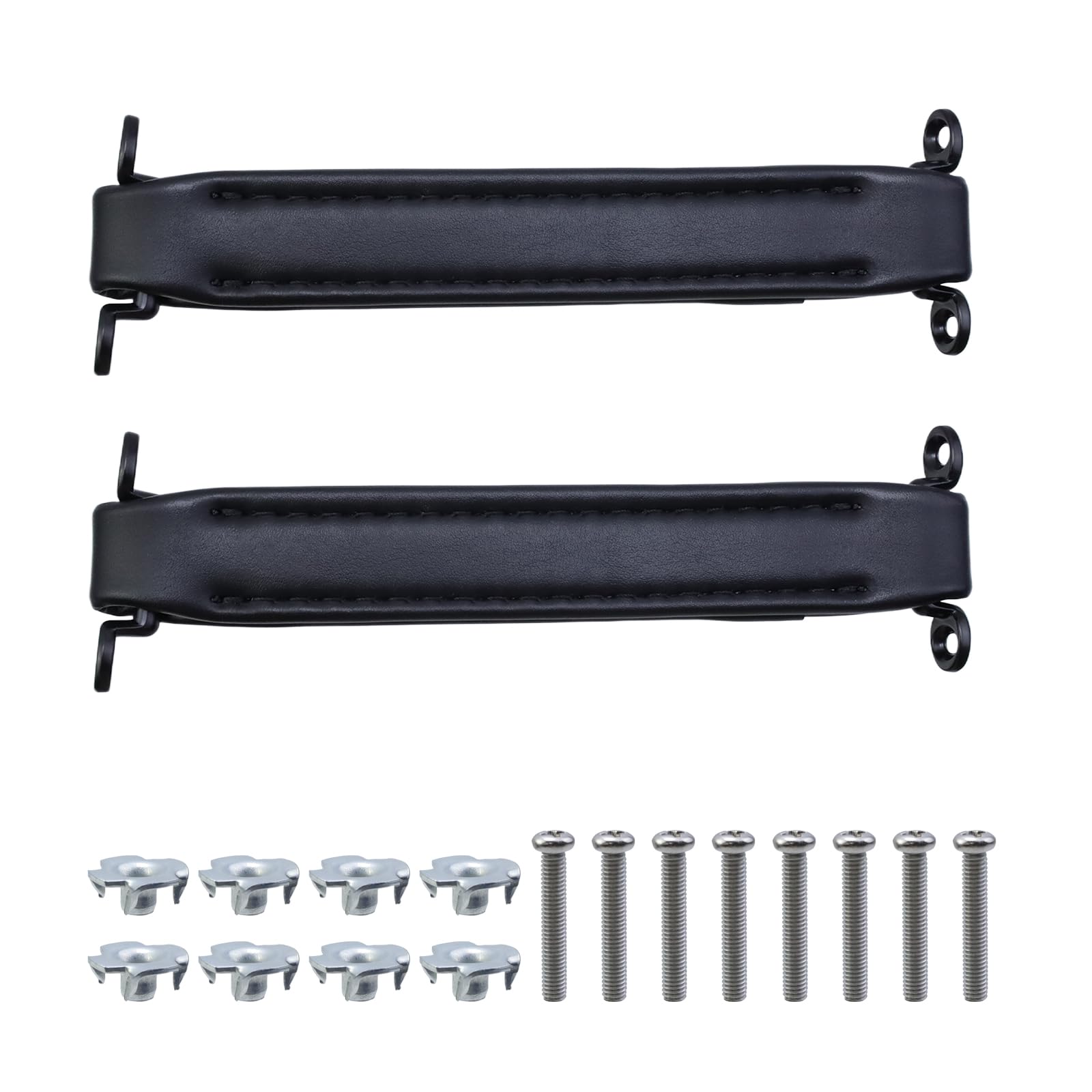 Woogim 2Pcs Black Vintage Leather Amp Amplifier Handles 8.27'' Replacement Strap Handle With Mounting Screws For Amplifiers Suit