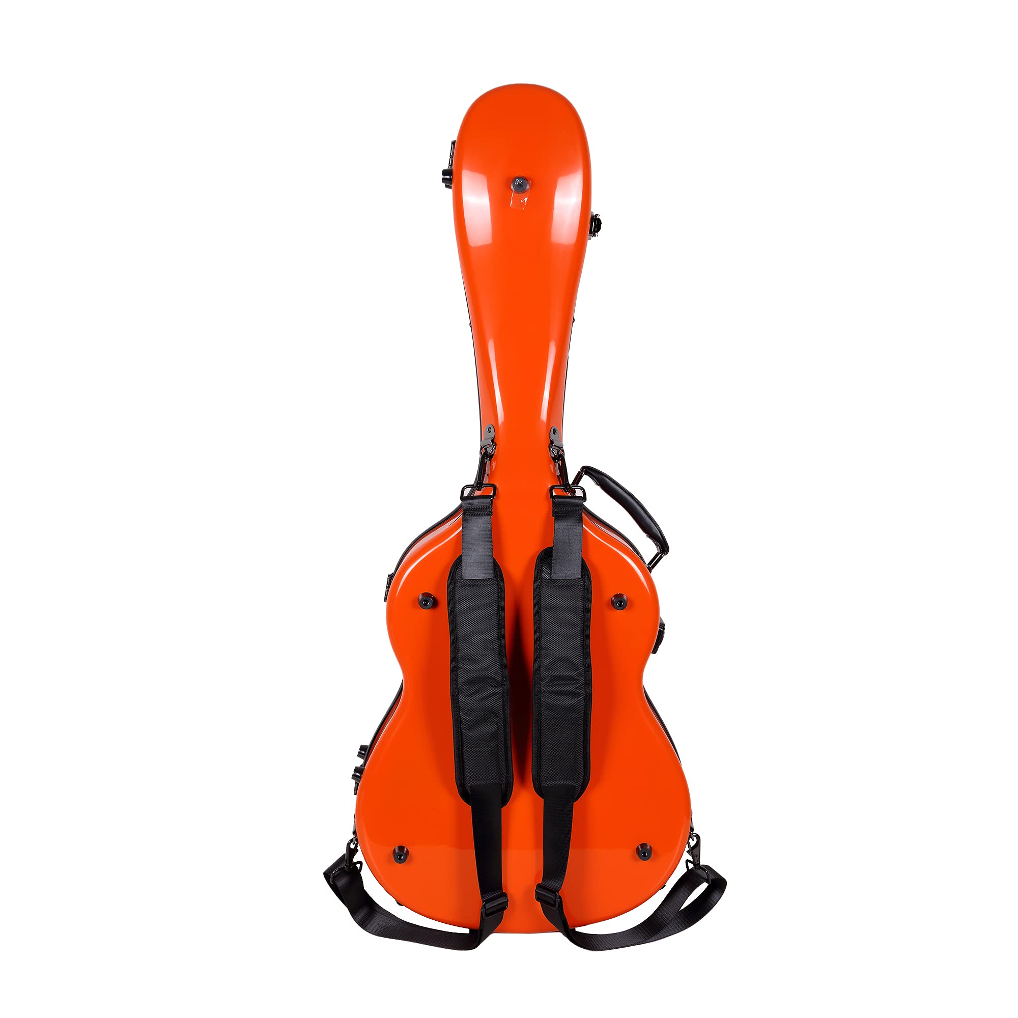 Crossrock Deluxe Fiberglass Classical Guitar Case, 4/4 Full Size-TSA Lock, Orange (CRF2020COR)