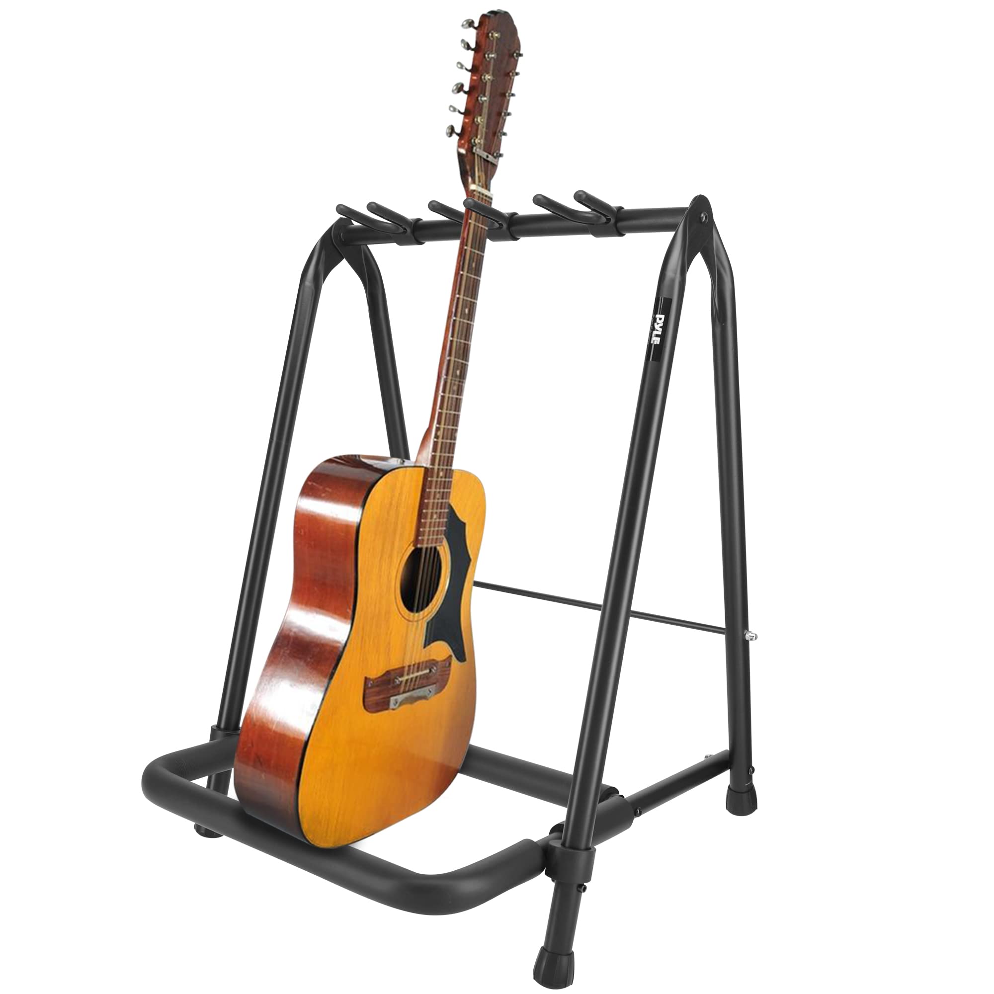 Pyle Foldable Universal Multi 3 Stand Portable Collapsible Instrument Floor Guitar Rack Holder W/Foam Padding-For Acoustic, Elec