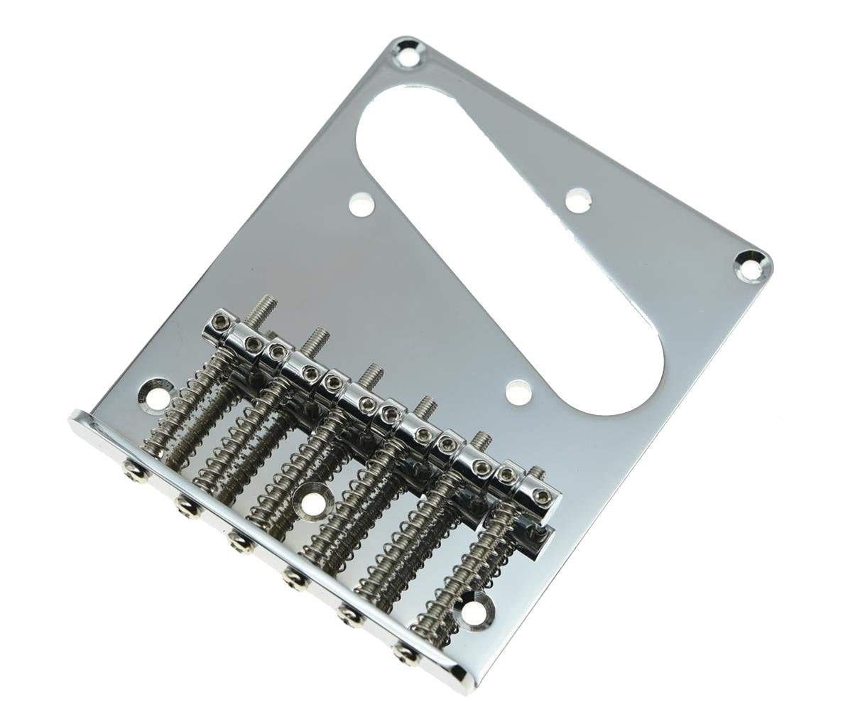KAISH Tele Style Single Coil Guitar Bridge with 6 Barrel Saddles for Telecaster Chrome