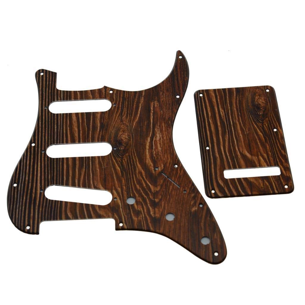 Dopro 11 Hole Strat Sss 3D Printed Plastic Pickguard St Back Plate Trem Cover Fits Usa/Mexican Fender Strat Wood Pattern