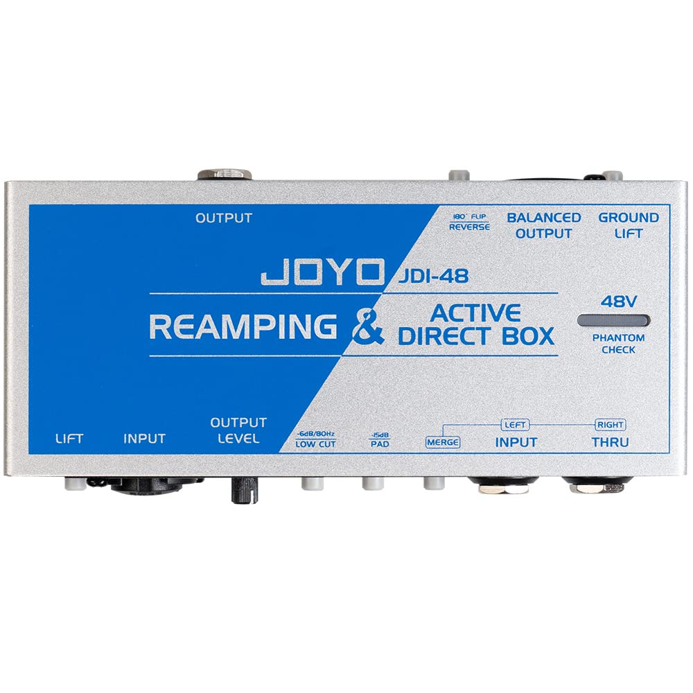 JOYO Passive Reamping and Phantom Powered Active Direct Box, Re-Amping Direct Box with 6.35mm and XLR Input 2 in 1 for Guitarist
