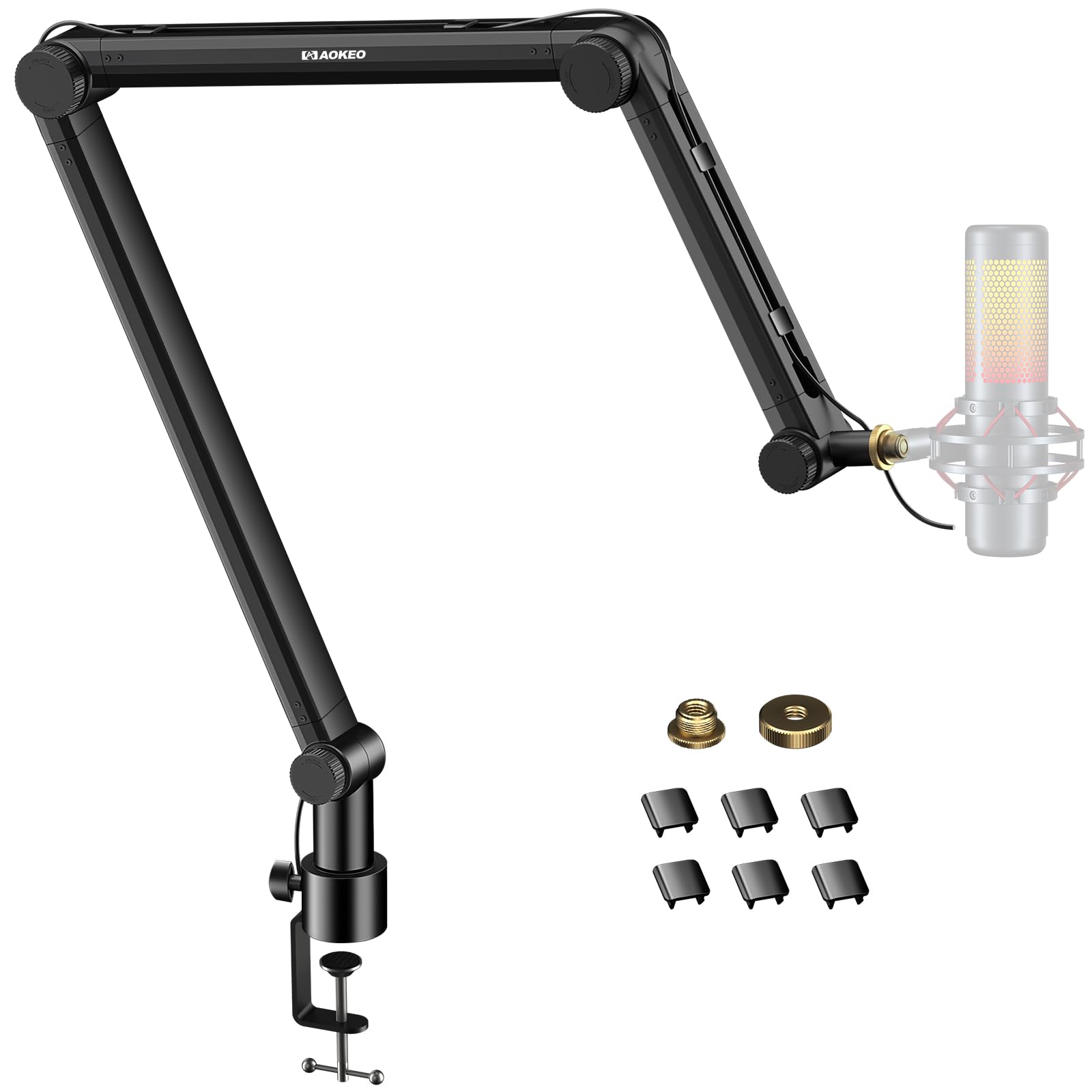 Microphone Arm,Aokeo Ak-49 Adjustable Compact Mic Suspension Boom Scissor Arm Stand For Blue Yeti,Snowball Ice, Hyperx Quadcast,