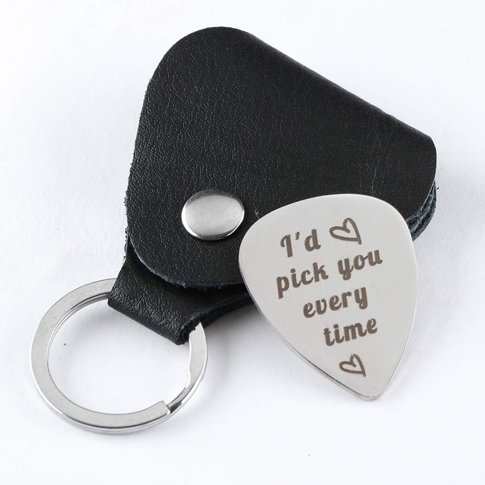 Java Wood Valentines Day Gift I Will Pick You Up Every Time Guitar Pick Keychain Wedding Anniversary Gift For Musician Husband B