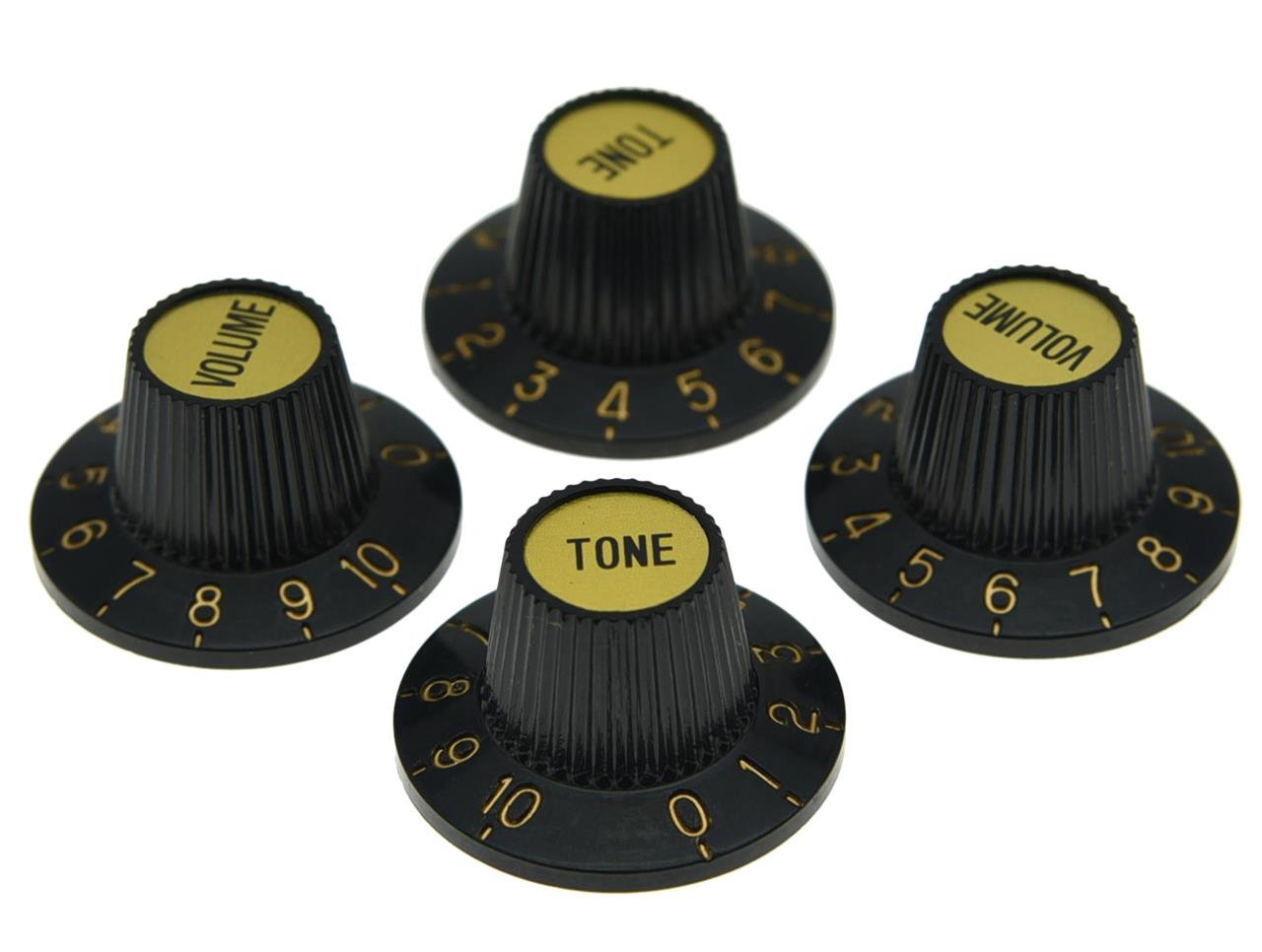 Dopro 4pcs Black with Gold Cap LP Metric Guitar Witch Hat Knobs Top Hat Knobs for SG Epi Les Paul