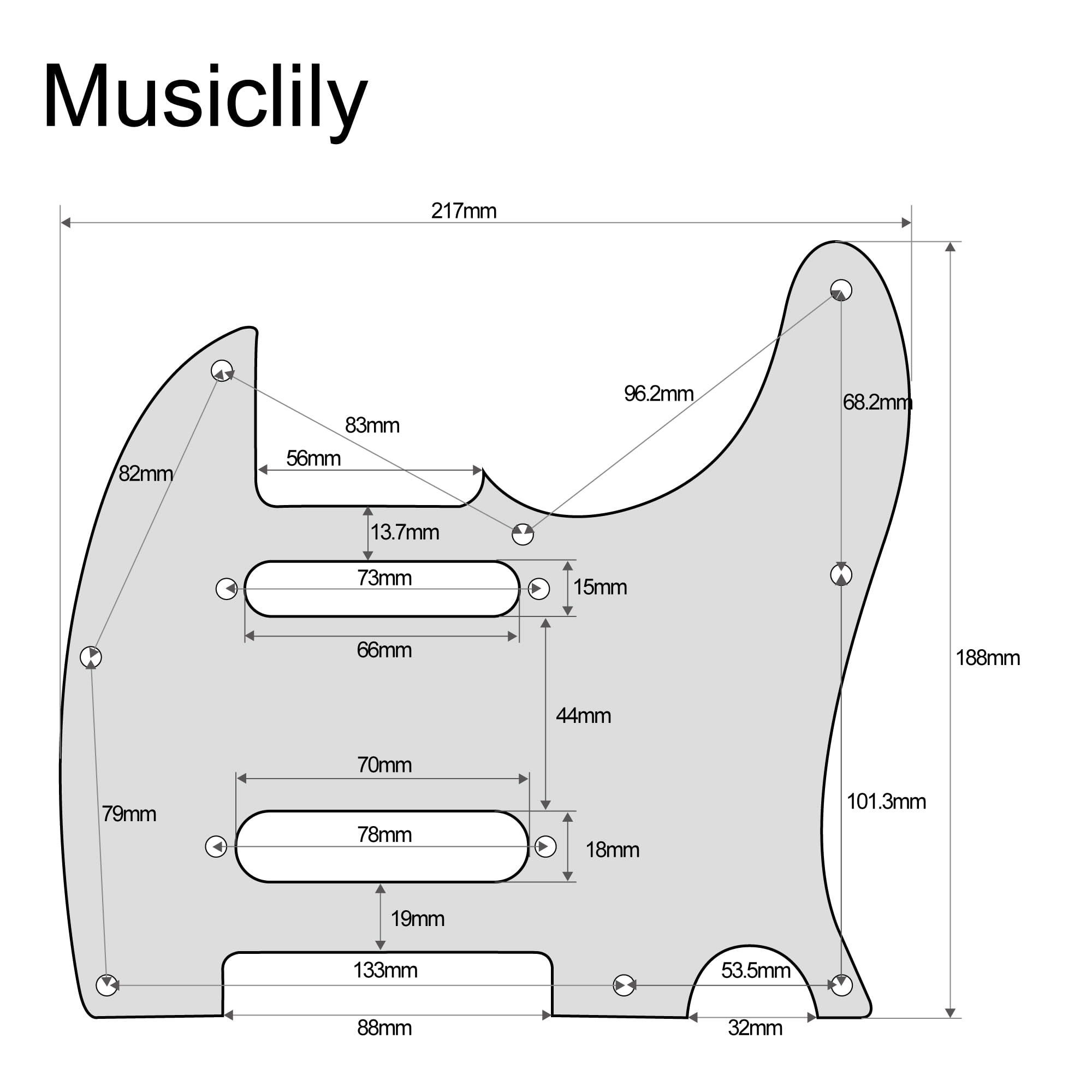 Musiclily Pro 8 Holes SS Guitar Tele Pickguard for USA/Mexico Fender Deluxe Nashville Telecaster Electric Guitar, 3Ply Aged Whit