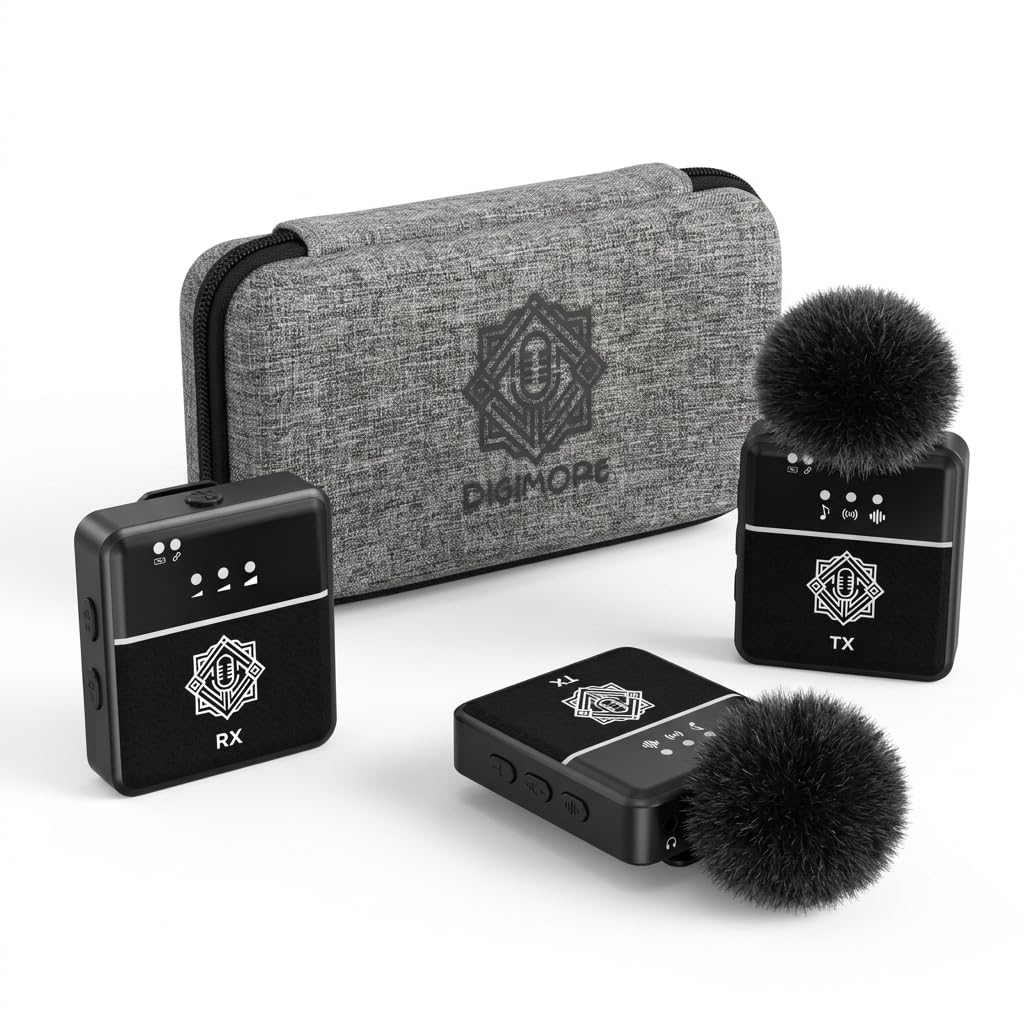 Digimore Plug N Play Dual Wireless Mic With 165Ft Range | 14Hr Battery | 360 Sound Capture With Anc & Ktv Reverb | Ultra Low Lat