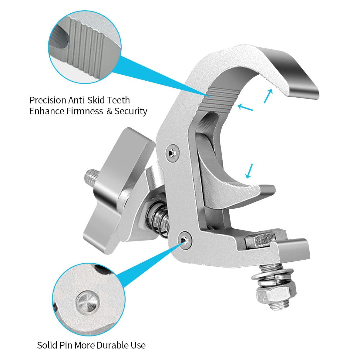 4Pack Heavy Duty Stage Lighting Clamps Hook,330lb Load Capacity Aluminum Alloy Premium Pro Truss Clamps,Fit 40-60mm Truss for Mo