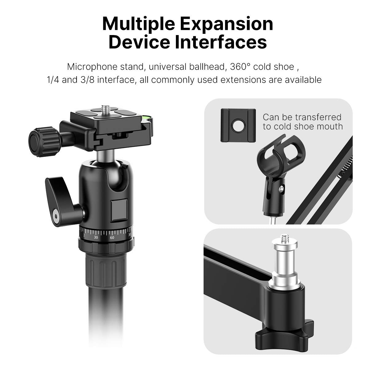 Live Broadcast Boom Arm, ULANZI Flexible Desk Mount Camera Arm Clamp Webcam Stand, Microphone Boom Arm for Blue Yeti Snowball Ye