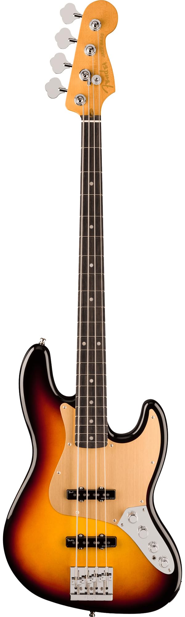 Fender American Ultra II Jazz Bass - Ultraburst Bundle with Case, Strap, Cable, Hat, and Guitar Cleaning Kit