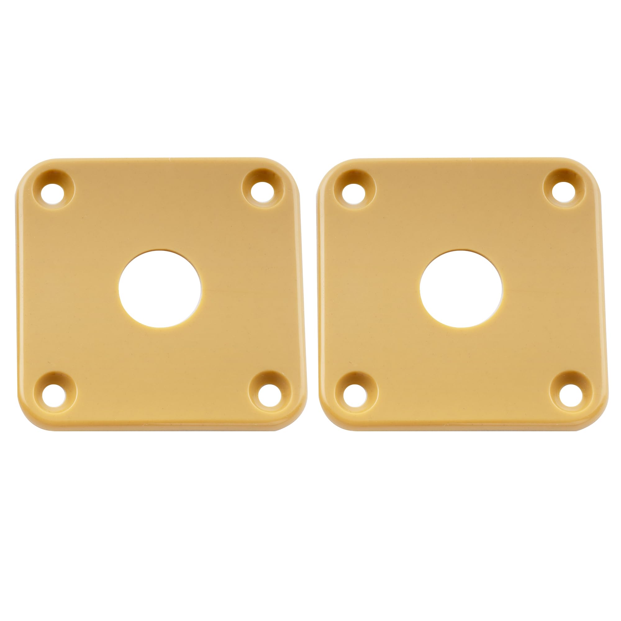 Musiclily Pro Plastic Curved Jack Plate Square Jackplates Compatible With Usa Les Paul Epiphone Les Paul Guitar, Brown Cream(Set