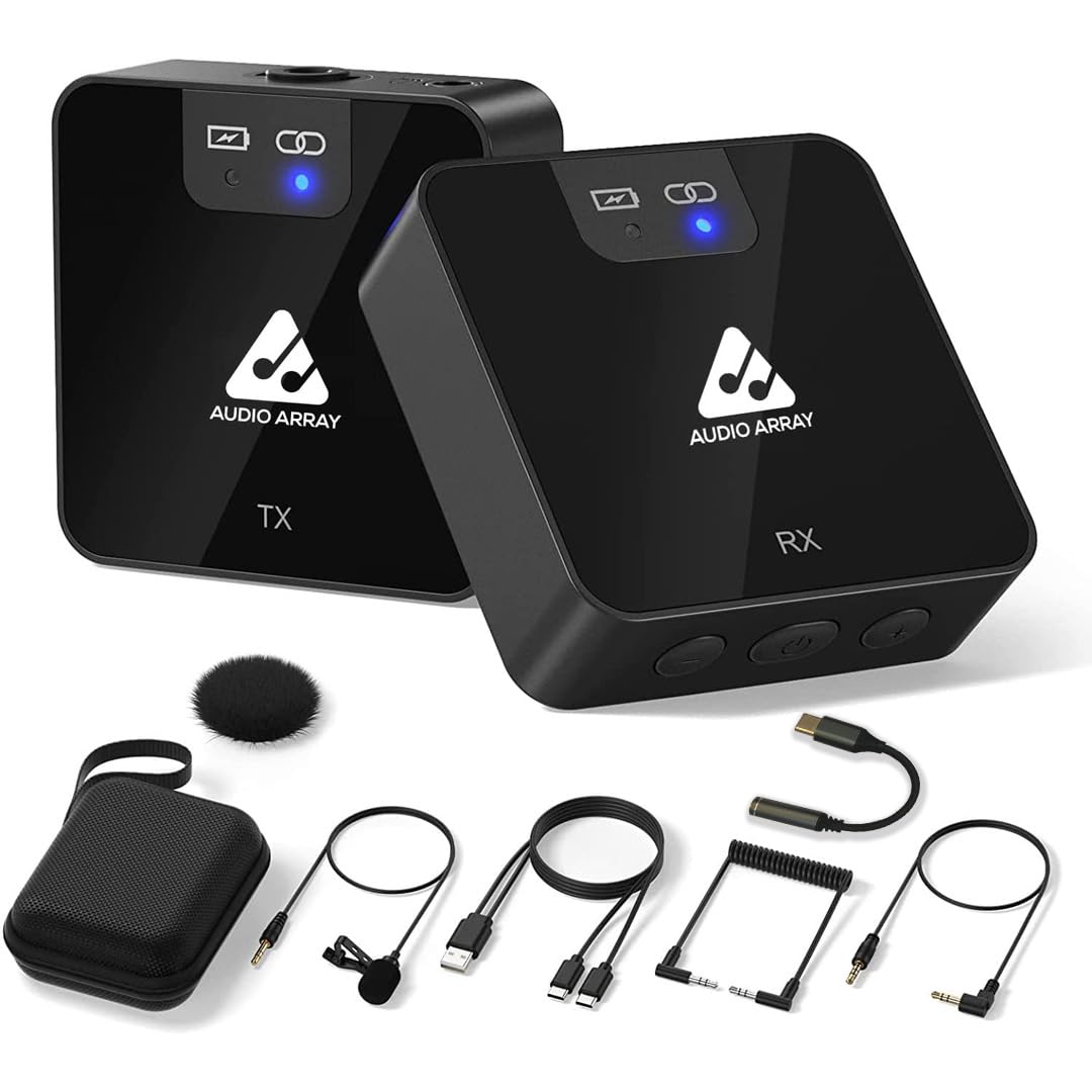 Audio Array Am-W11 Wireless Mic | Upto 4Hr Battery & 60M Range | Volume & Mute Buttons With Indicators | Streaming, Vlogging, Yo