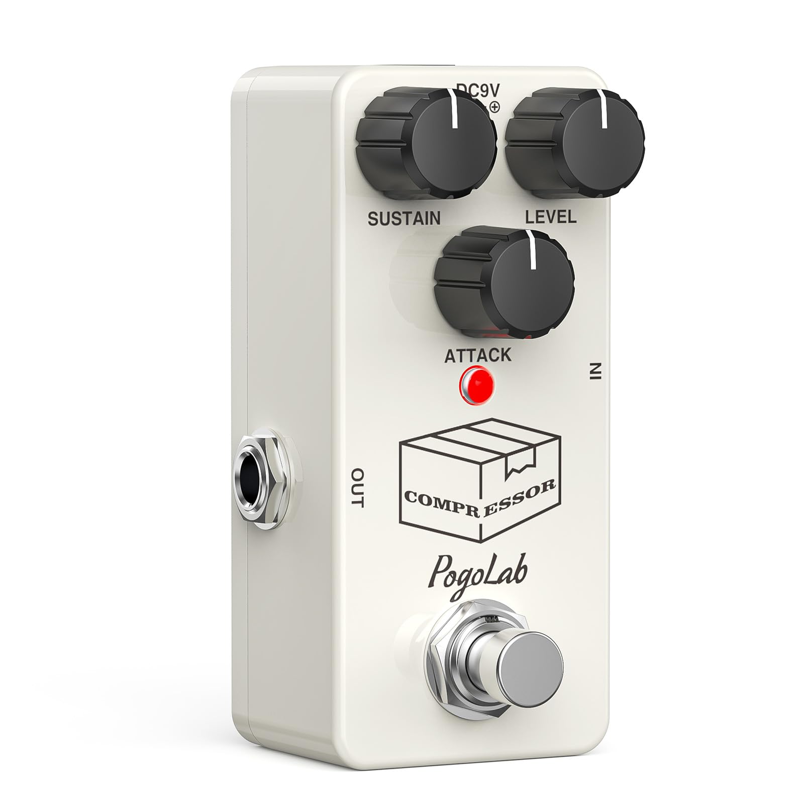 Pogolab Compressor Pedal, Guitar Pedal Compressor, Mini Compressor Pedal for Electric Guitar Bass, True Bypass DC 9V