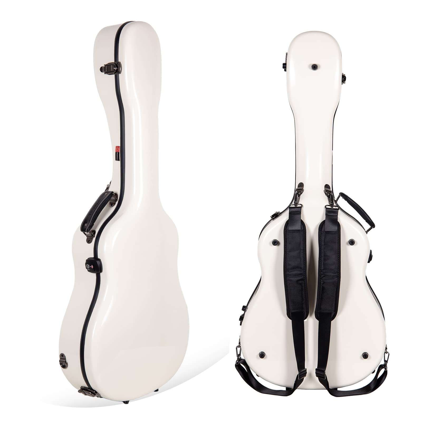 Crossrock 17'' Archtop Jazz Guitar Case - Heavy-Duty Fiberglass Hardshell with TSA Lock, Backpack Straps - Compatible Gibson L5/