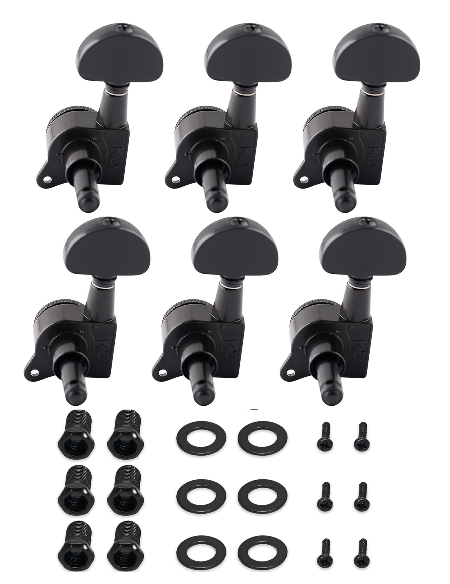 Metallor Locking Guitar String Tuning Pegs Tuning Keys Machine Heads Tuners 1:18 Gear Ratio 6 In Line for Right Handed Electric