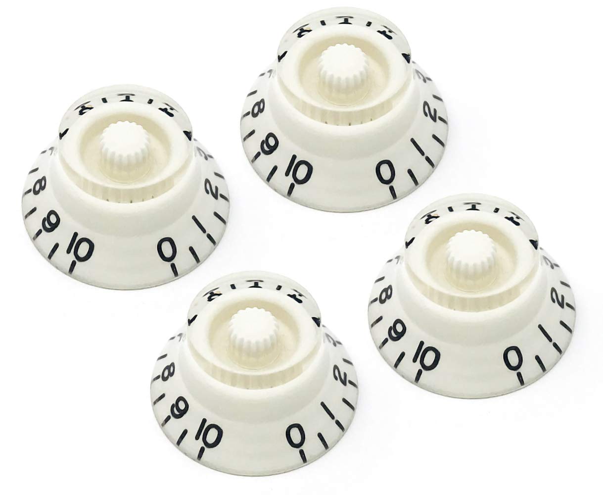 Vintage Forge White Top Hat Bell Knobs Compatible With Epiphone Les Paul Import Electric Guitar (Set Of 4) Fits 18 Coarse-Spline