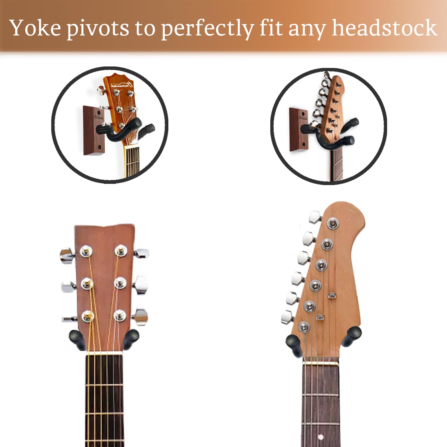 Onmiwod Guitar Wall Mount 3 Pack, Carbonized Red Wood Guitar Hanger, U-Shaped Guitar Wall Hanger Mount, Guitar Holder Wall Hook