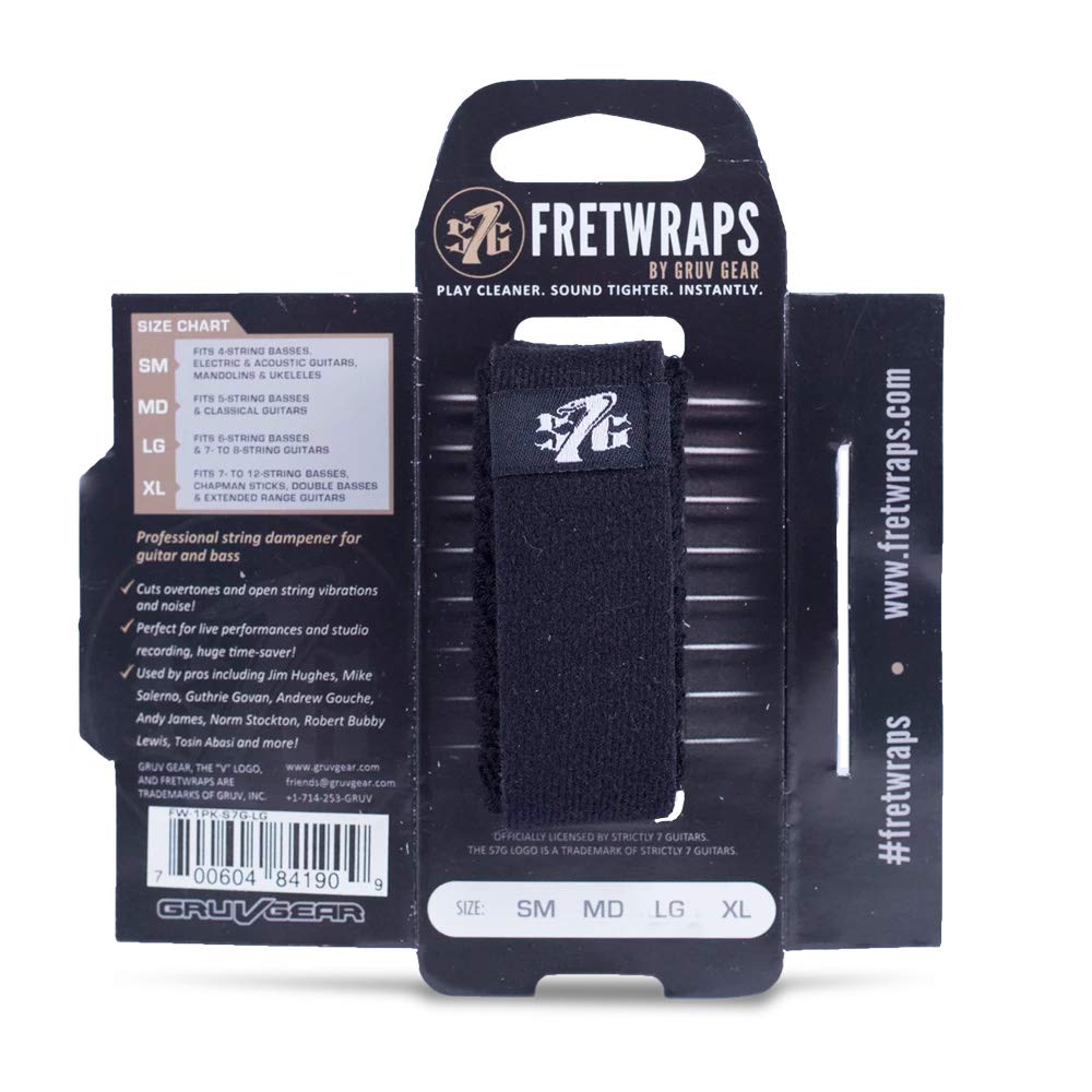 Gruv Gear S7G Fretwraps String Muter 1-Pack (Black, Large) (Fw-1Pk-S7G-Lg)