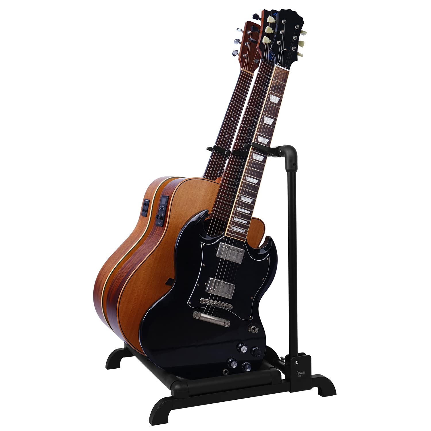 GUITTO Multi Guitar Rack Stand Foldable Universal Display Rack Portable Guitar Holder for Band Stage Bass Acoustic Guitar -3 Hol