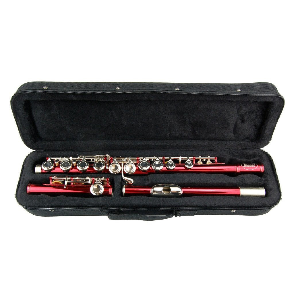 MERANO RED LACQUER PLATED FLUTE KEY OF C WITH CASE