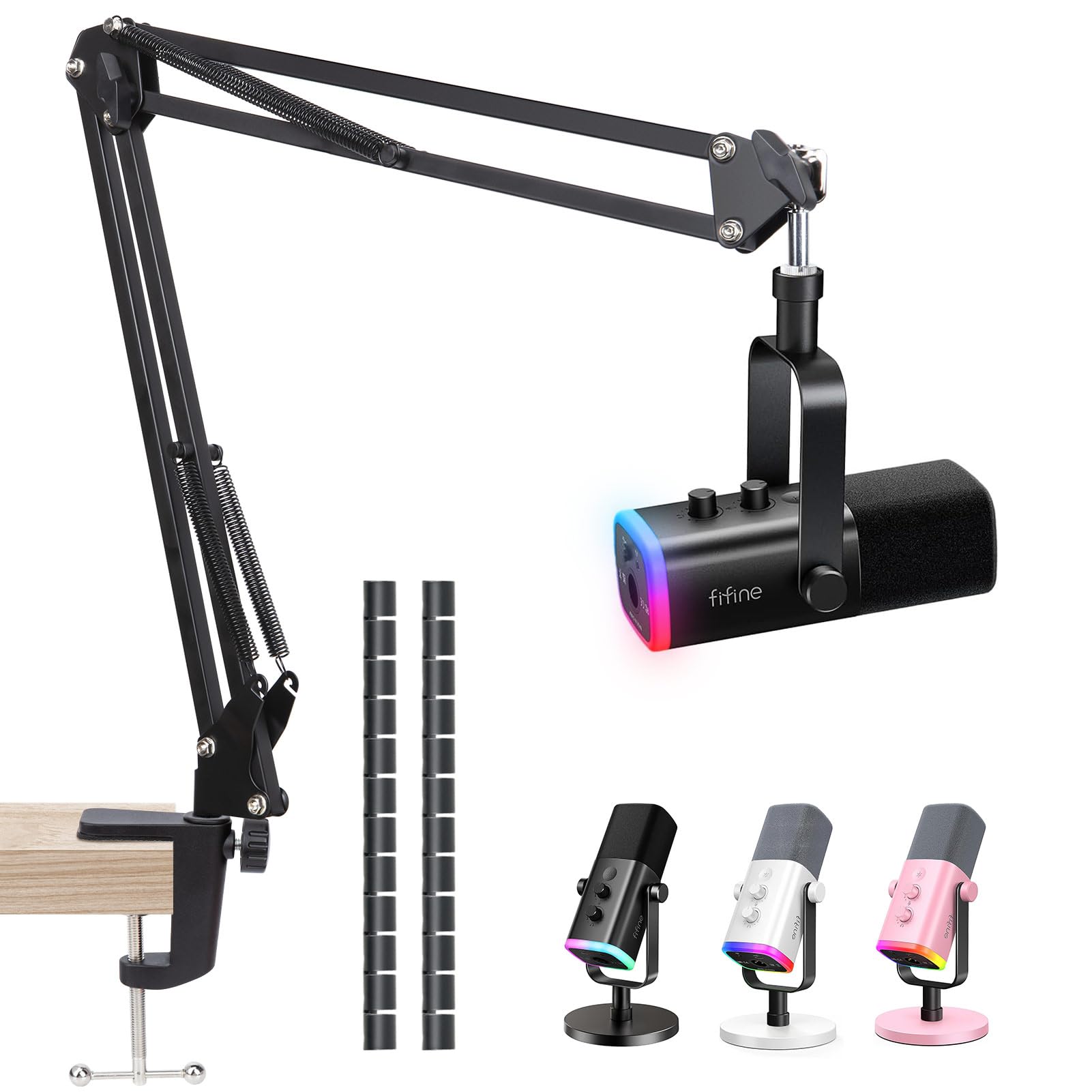 Sunmon Fifine Am8 Boom Arm - Metal Scissor Mic Boom Arm For Fifine Mic, Fifine Boom Arm With 3/8'' To 5/8'' Adapter,Fifine K688