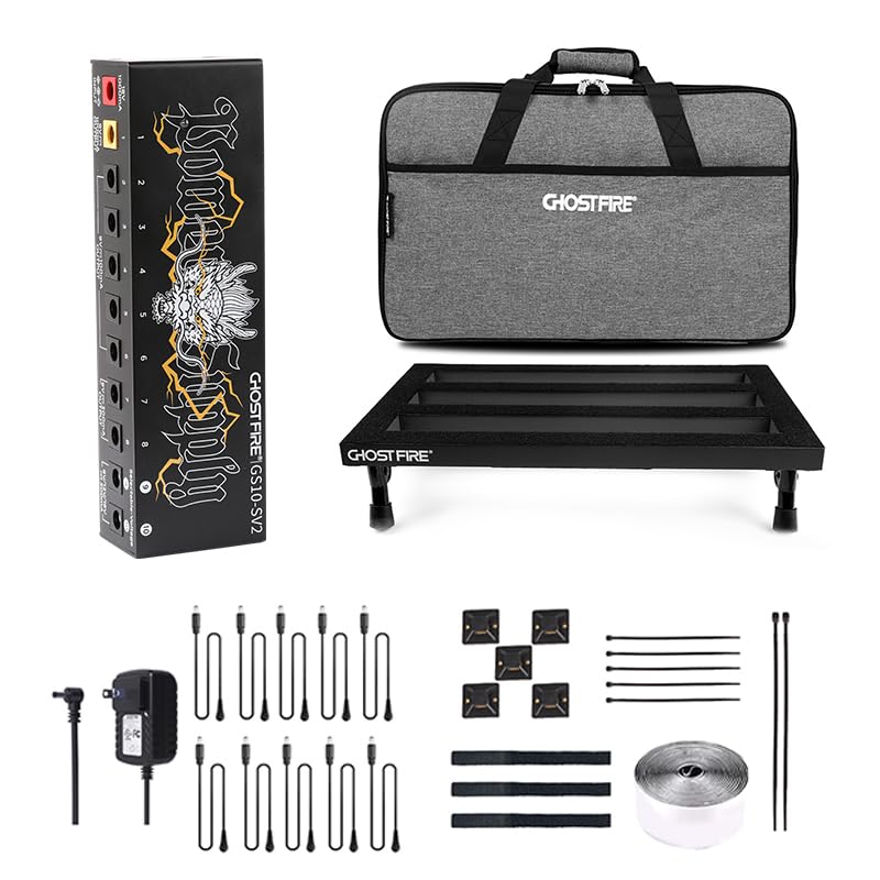 Ghost Fire Guitar Pedal Board Aluminum Alloy 1.76Lb Super Light Effect Pedalboard 19.8''X11.5'' With Carry Bag,Spl-04 And Power