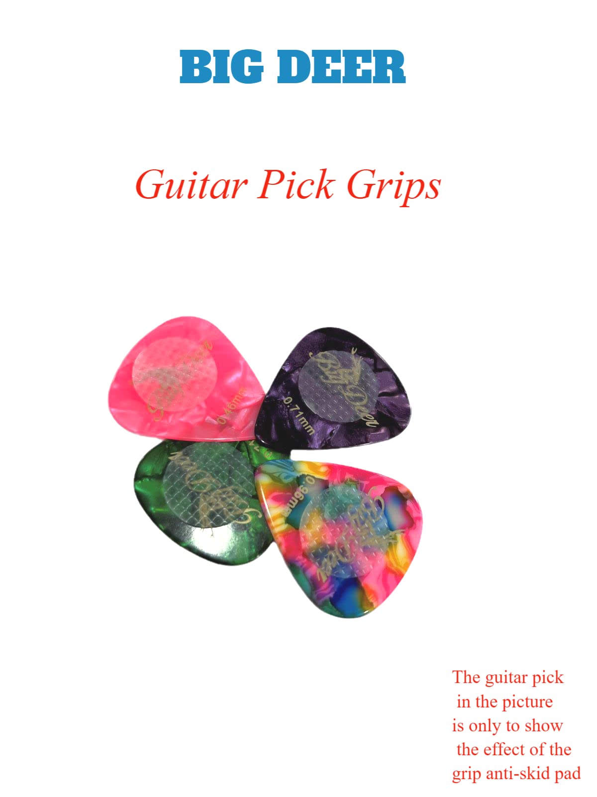 BigDeer 48pc Ultra-thin 0.6mm/0.024in Guitar Pick Grips and 2 guitar picks with grip. Help You Hold Guitar Picks,Stop Dropping Y