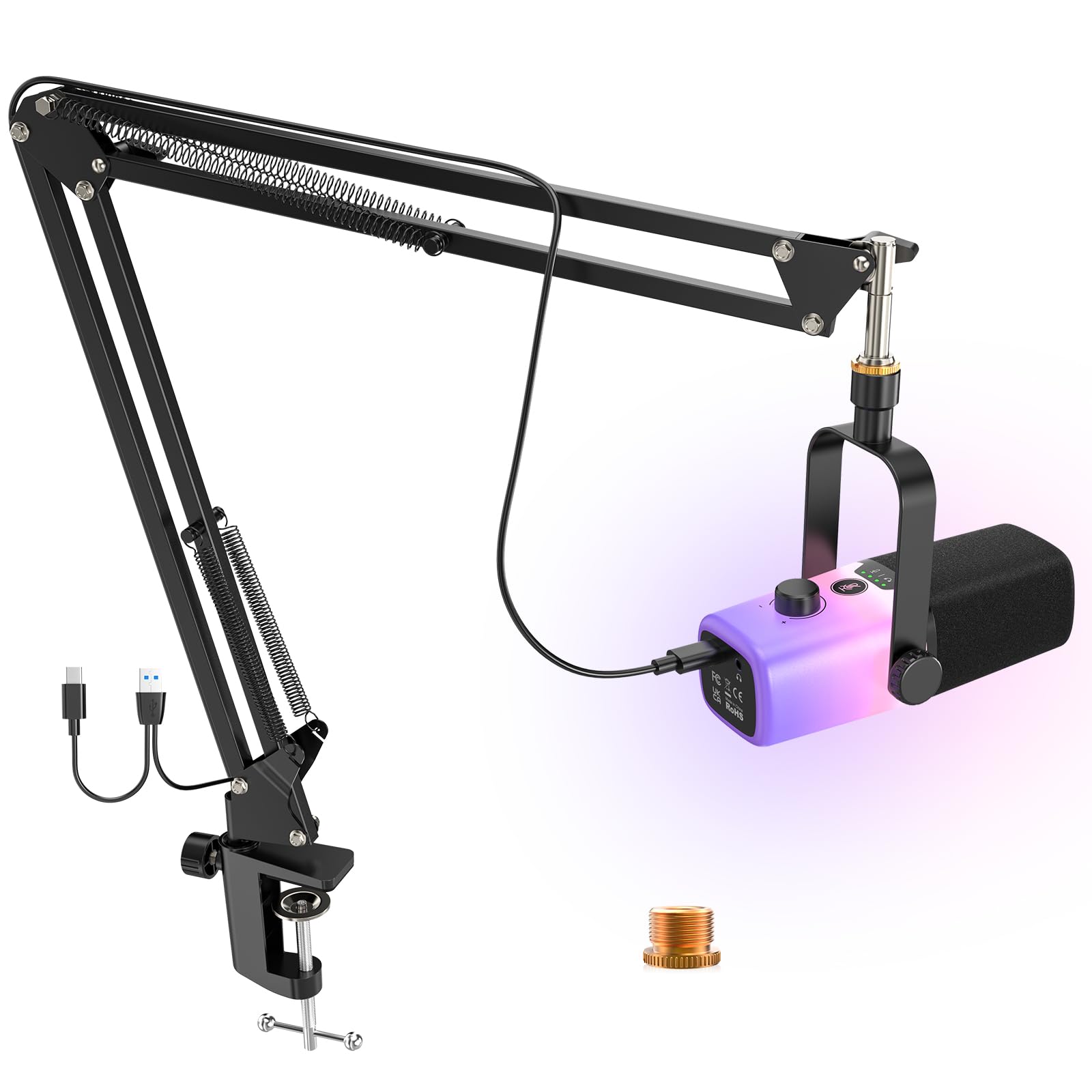 ZealSound USB Gaming Microphone,PC Microphone for Phone Tablet with RGB for Streaming Podcast Vocal Recording ASMR, Computer Mic