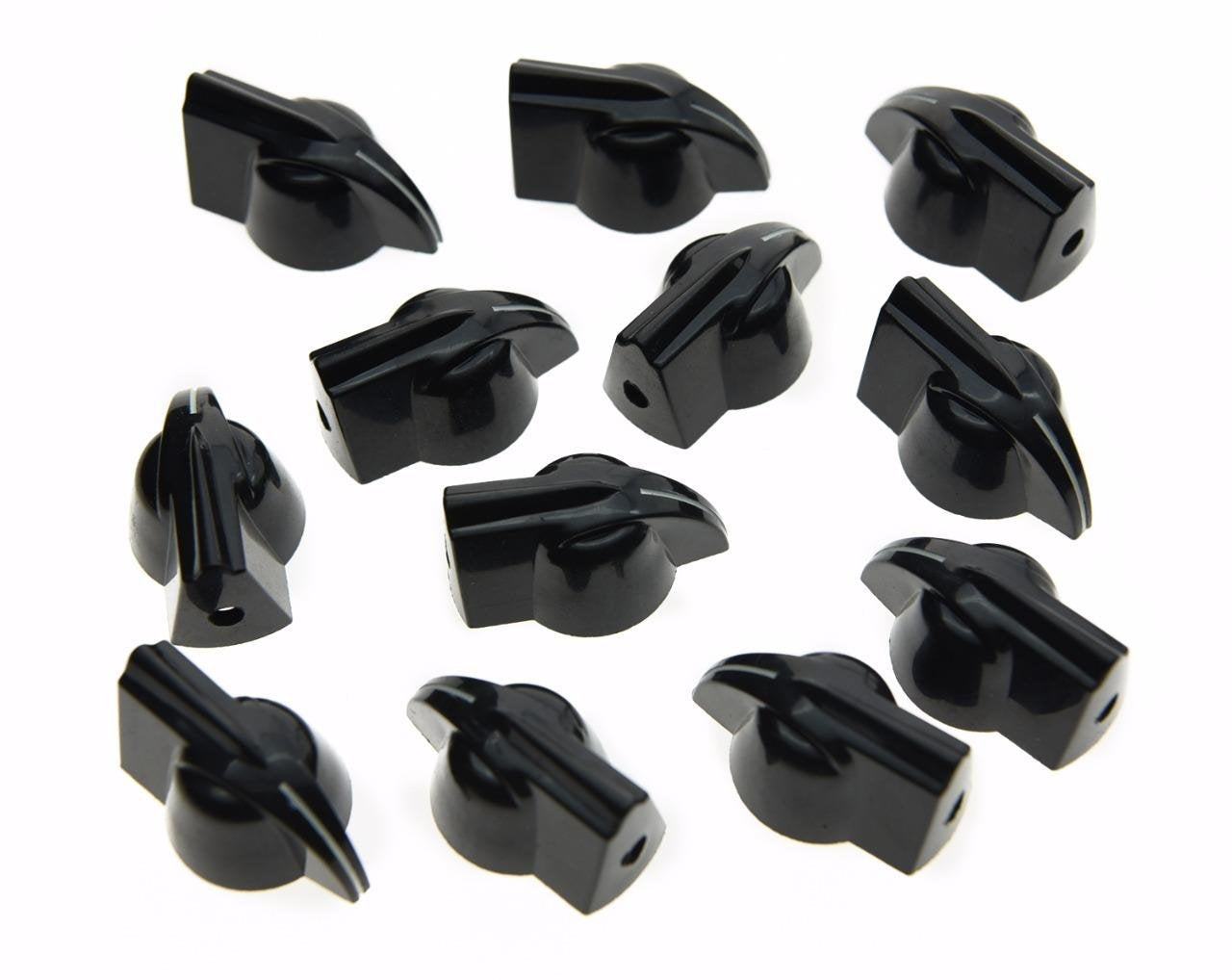 Dopro Pack of 12 Raised Vintage set screw Guitar AMP Chicken Head/Effect pointer Knob Black