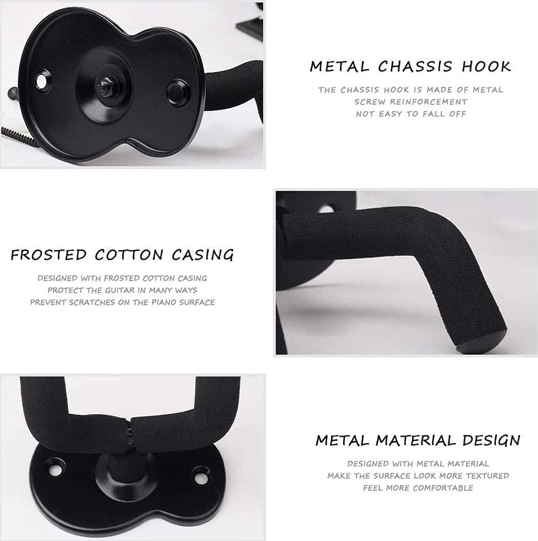 Peng Da Guitar Wall Mount Hanger Hook Acoustic Electric Bass Guitar Wall Hook Hanger Black Metal Holder Hanger for All Size Guit
