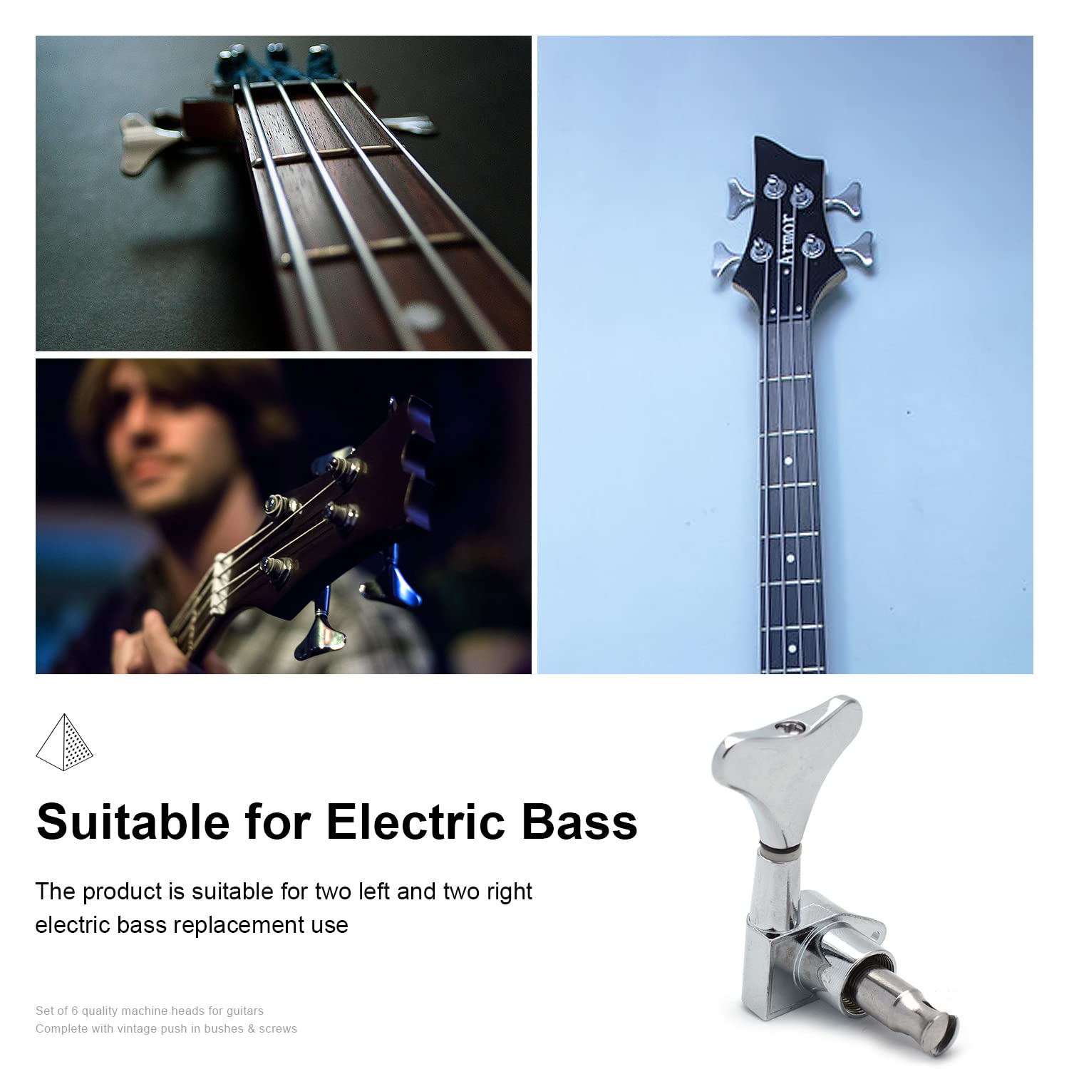 MAXCHEER 2R2L Electric Bass Guitar Sealed Tuning Pegs Tuners Machine Heads Tuning Keys/Buttons Guitar Parts Machine Head Tuners