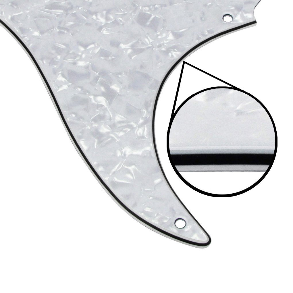 FLEOR SSS 8 Hole ST Guitar Pickguard Backplate Tremolo Cavity Cover with Screw for Vintage ST Style Guitar Parts, 4Ply White Pea