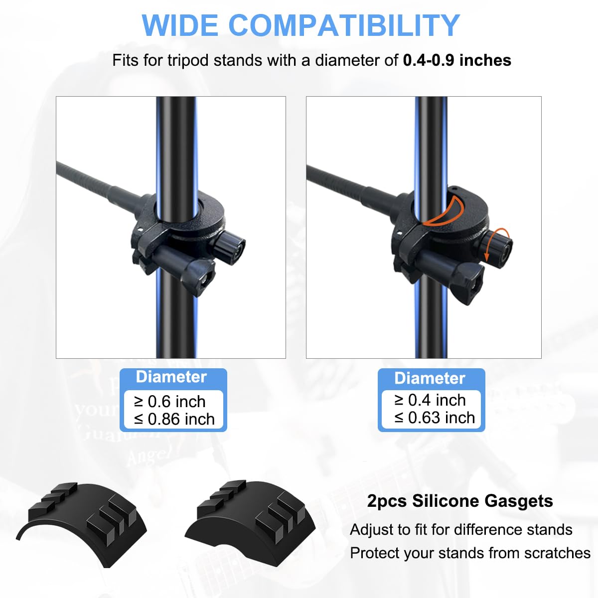 Phone Holder for Mic Stand, JCWINY Mic Stand Phone Holders [10'' Long Flexible Gooseneck Arm] Cell Phone Holder for Microphone S