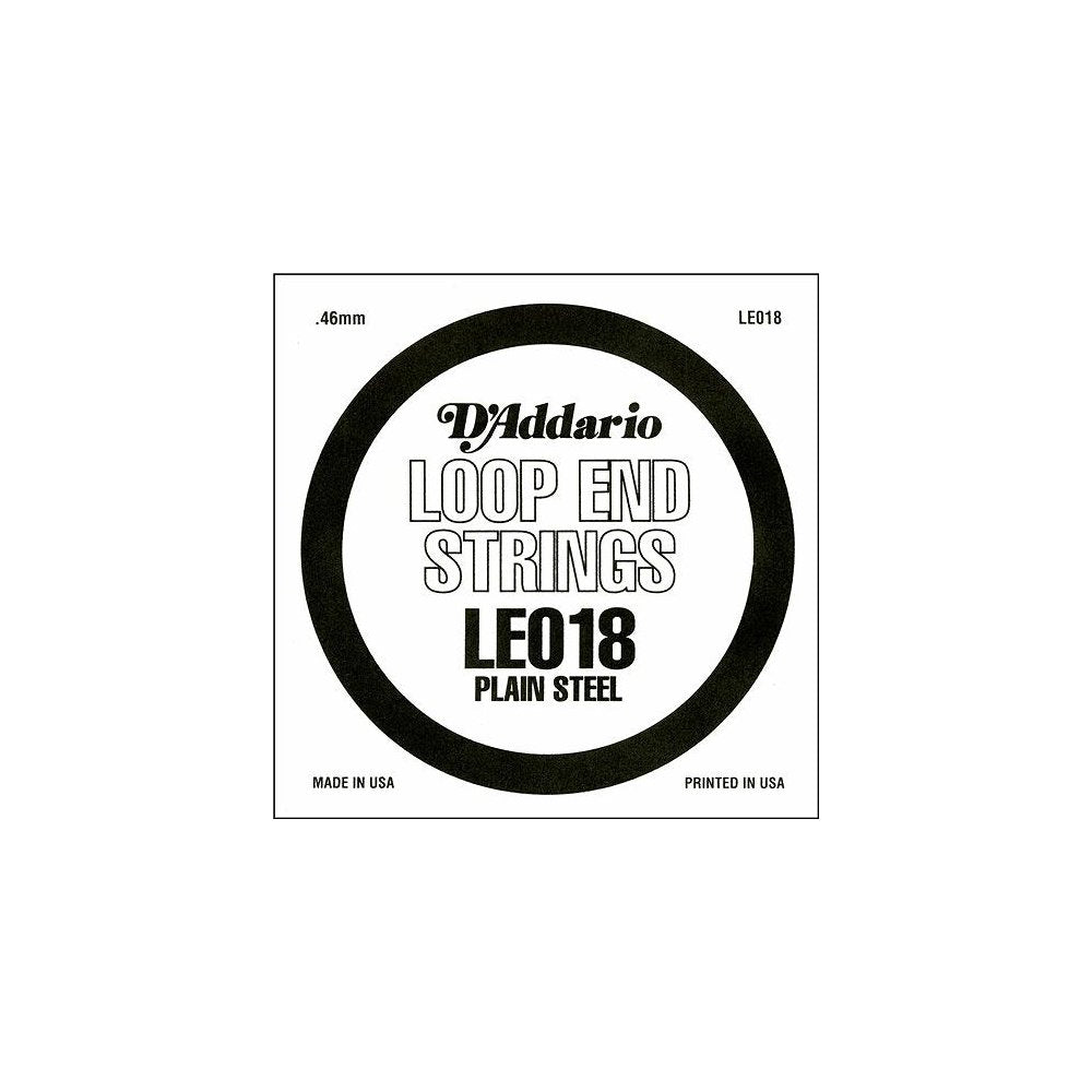 DAddario LE018 Plain Steel Loop End Single String, .018