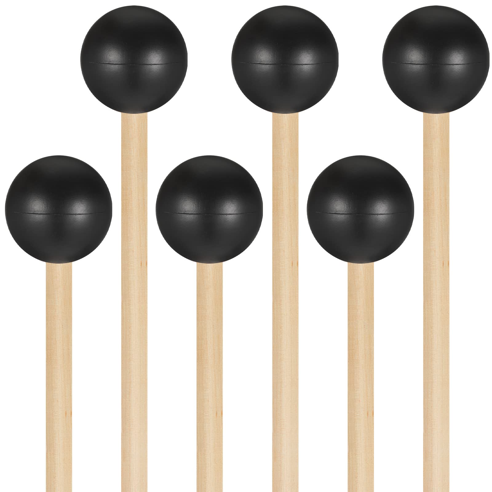 Boao 6 Pcs Rubber Mallet Percussion Xylophone Bell Mallets Glockenspiel Sticks Drum Stick Mallet with Wood Handle Rubber Mallet 