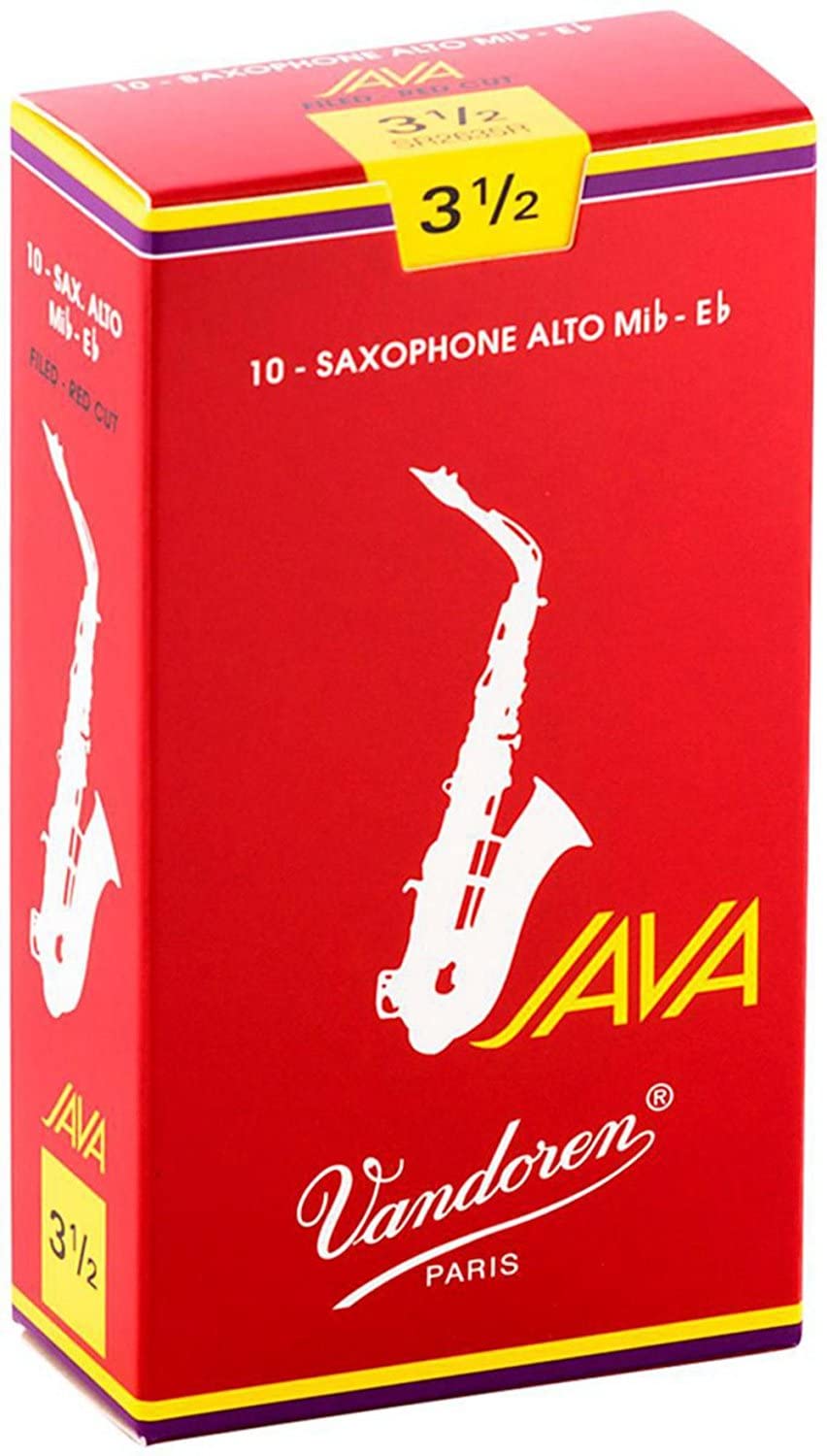 Vandoren SR2635R Java Filed Red Cut Alto Saxophone Reeds (Strength 3.5) (Single)