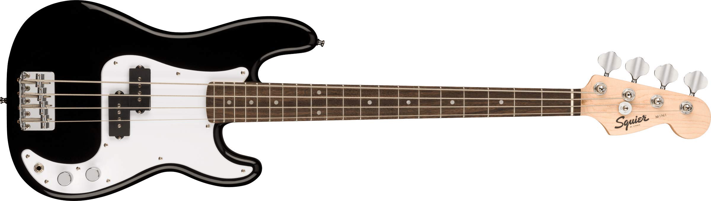 Fender 4 String Bass Guitar, Right, Black, 3/4 Size (0370127506)