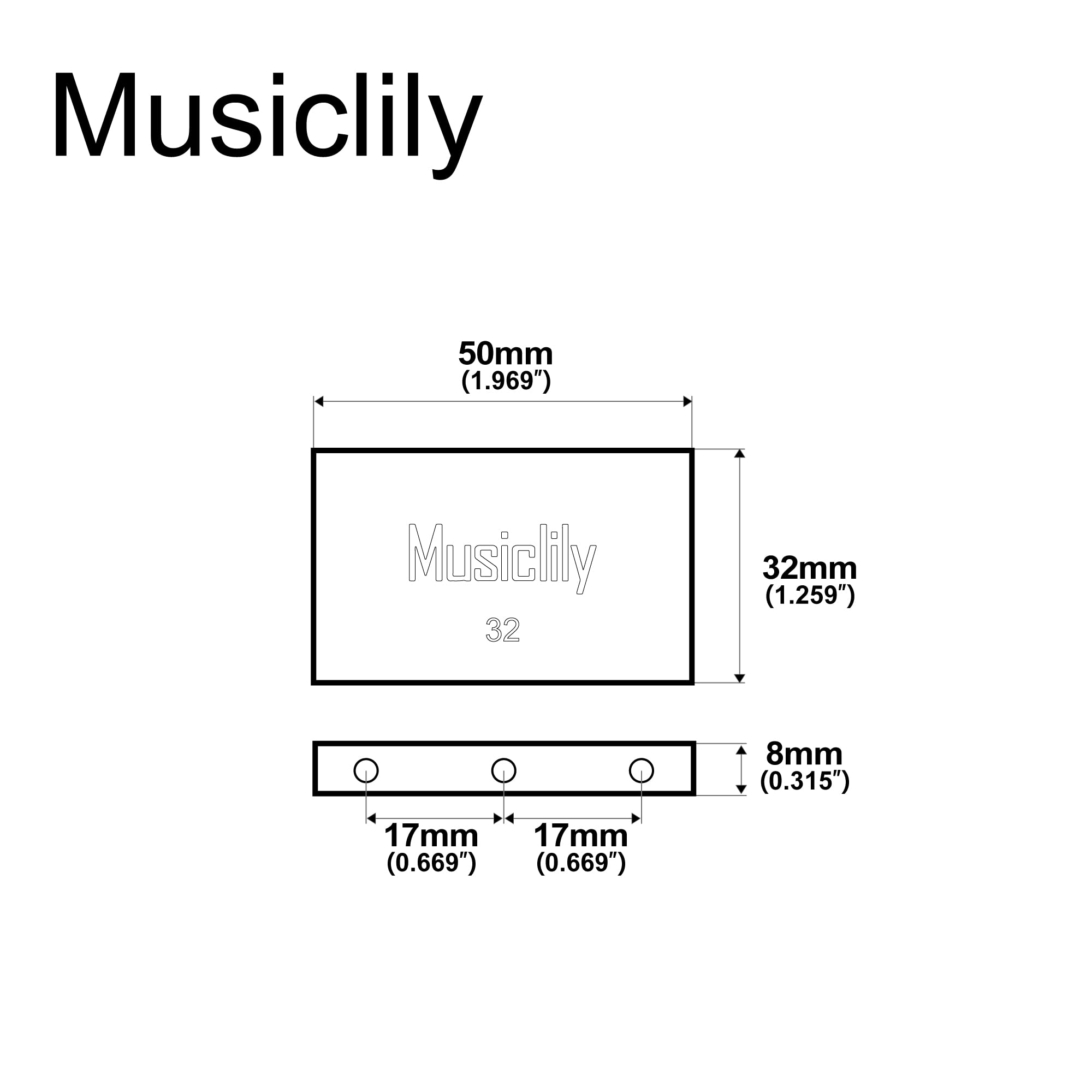 Musiclily Ultra 32mm Solid Brass Tremolo Block for Floyd Rose Locking Tremolo Bridge Electric Guitar
