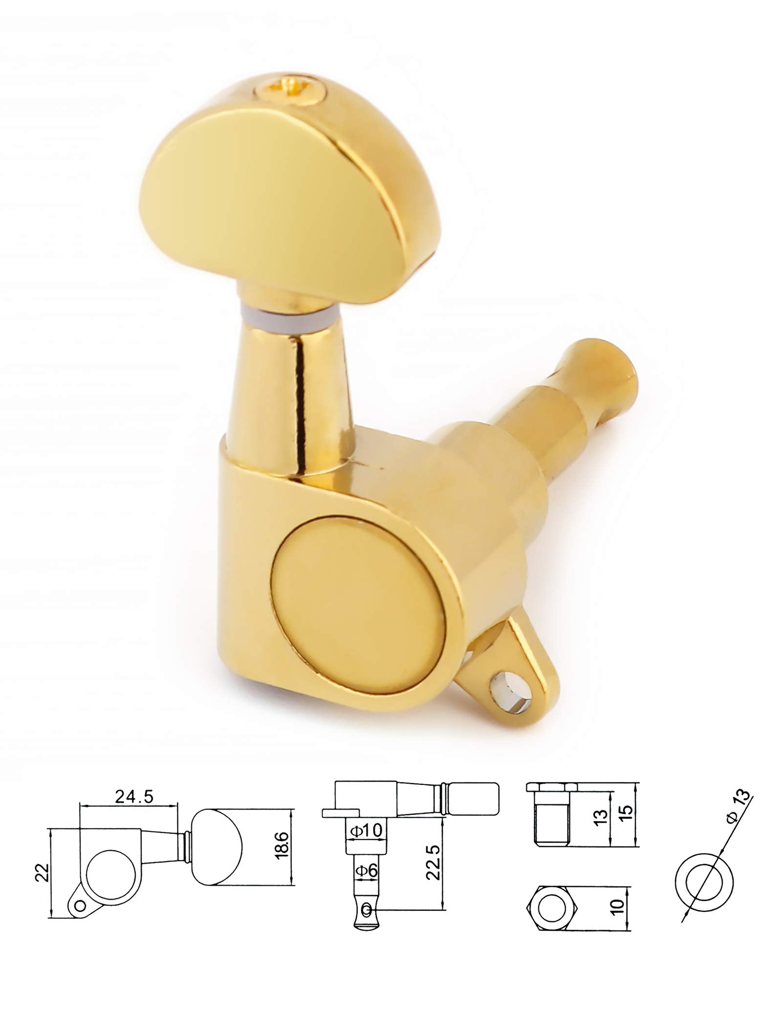 Holmer Sealed String Tuning Pegs Tuning Keys Machine Heads Tuners for Electric Guitar or Acoustic Guitar 6 In Line for Right Han