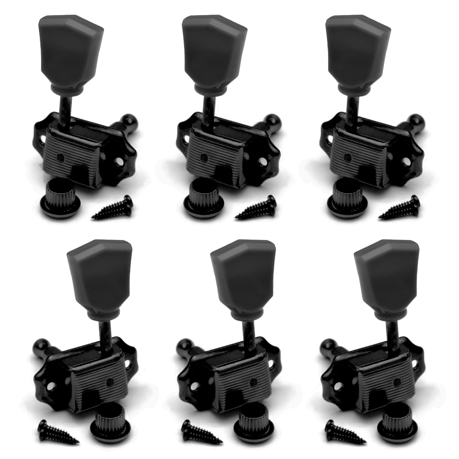 Maxcheer 3R3L Vintage Guitar Deluxe String Tuning Pegs Machine Heads Greenish Button For Epiphone Les Paul Style Guitar Replacem