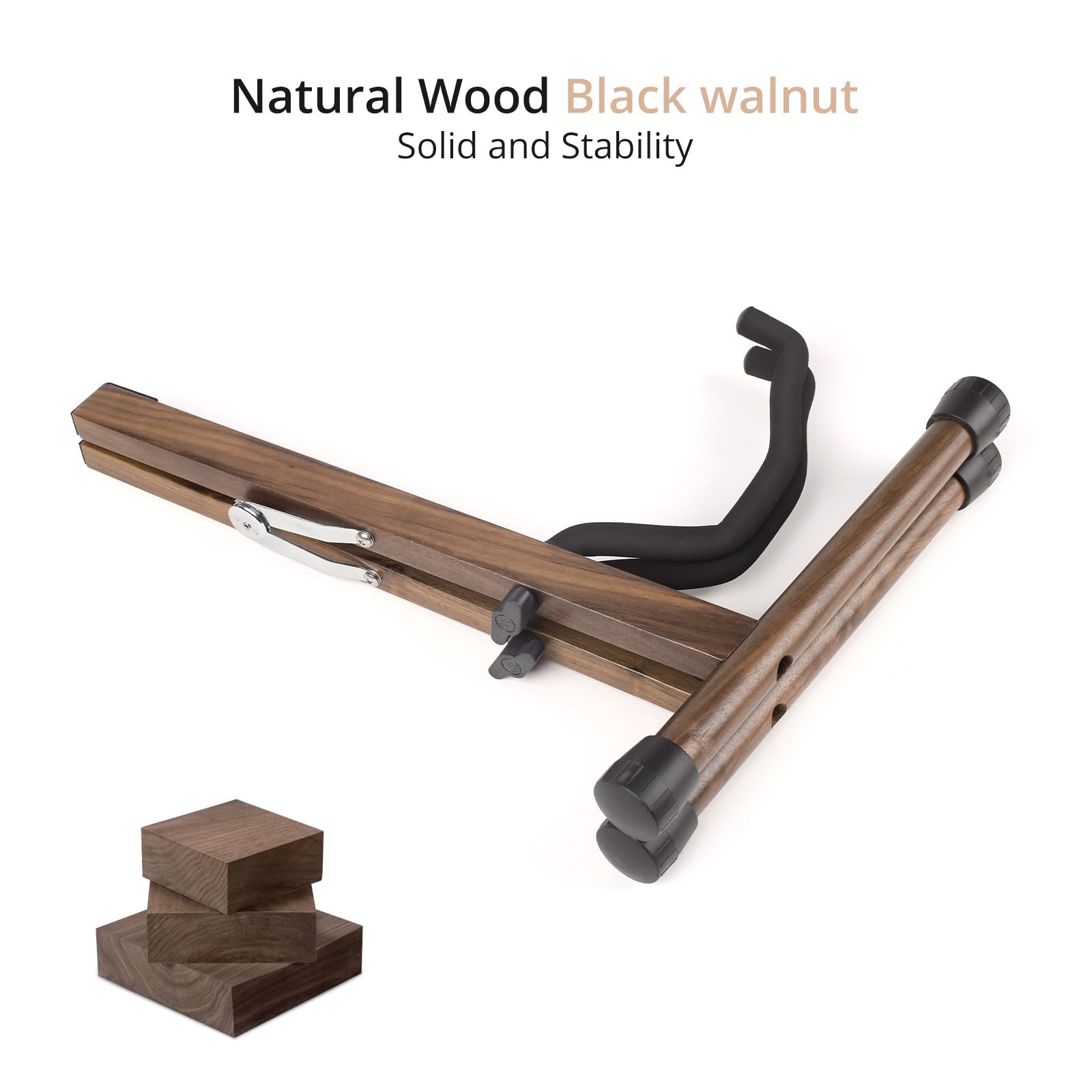 MUSO Nutral Wood Guitar Stand, A-Frame Folding, Easy Assembly and Portable, For Guitar,Bass,Ukulele,Banjo,Cello,Mandolin,Durable