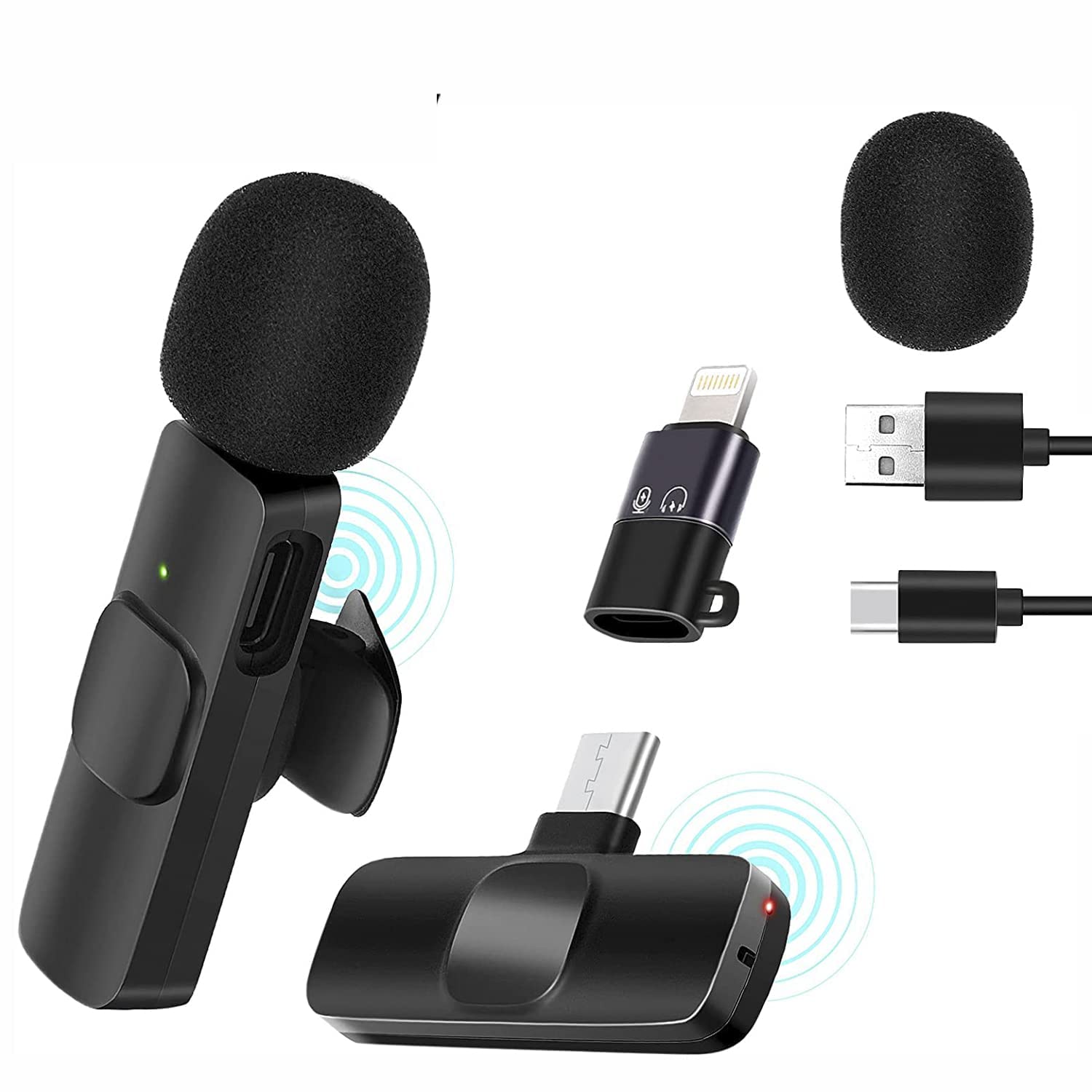 Wireless Microphone For Iphone Ipad, Wireless Clip Mic, Wireless Lavalier Microphone, Wireless Microphones, Plug-Play Microphone