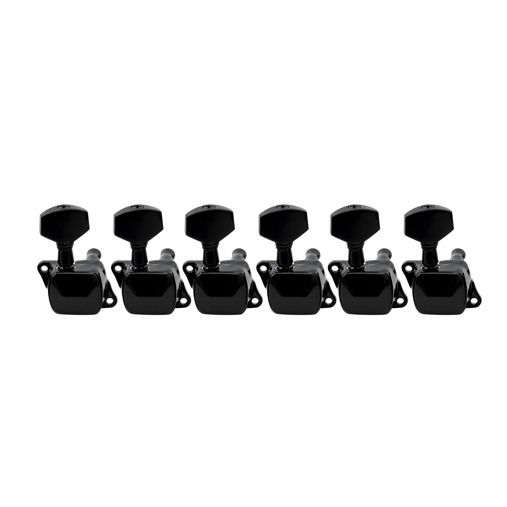 Musiclily 6 Inline Semi Closed Guitar Tuners Tuning Pegs Keys Machine Heads Set For Squier Strat Electric Guitar, Black